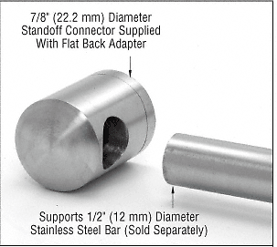 CRL CBR6BS 316 Brushed Stainless Left End Standoff Connector (Flat Back)