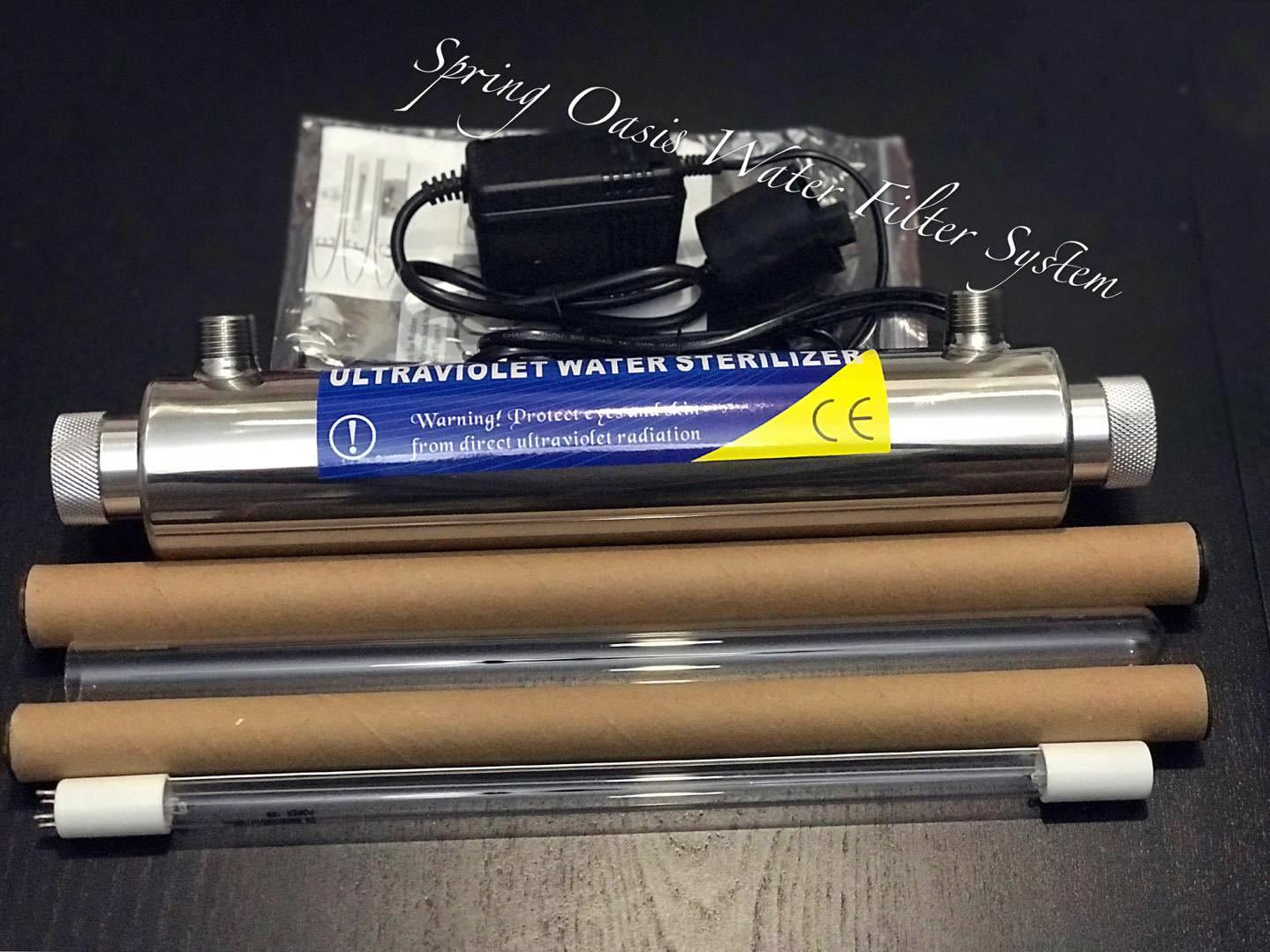 Ultraviolet UV Light 16W(254nm) Water Filter Stainless Steel Chamber w 1/2" Port