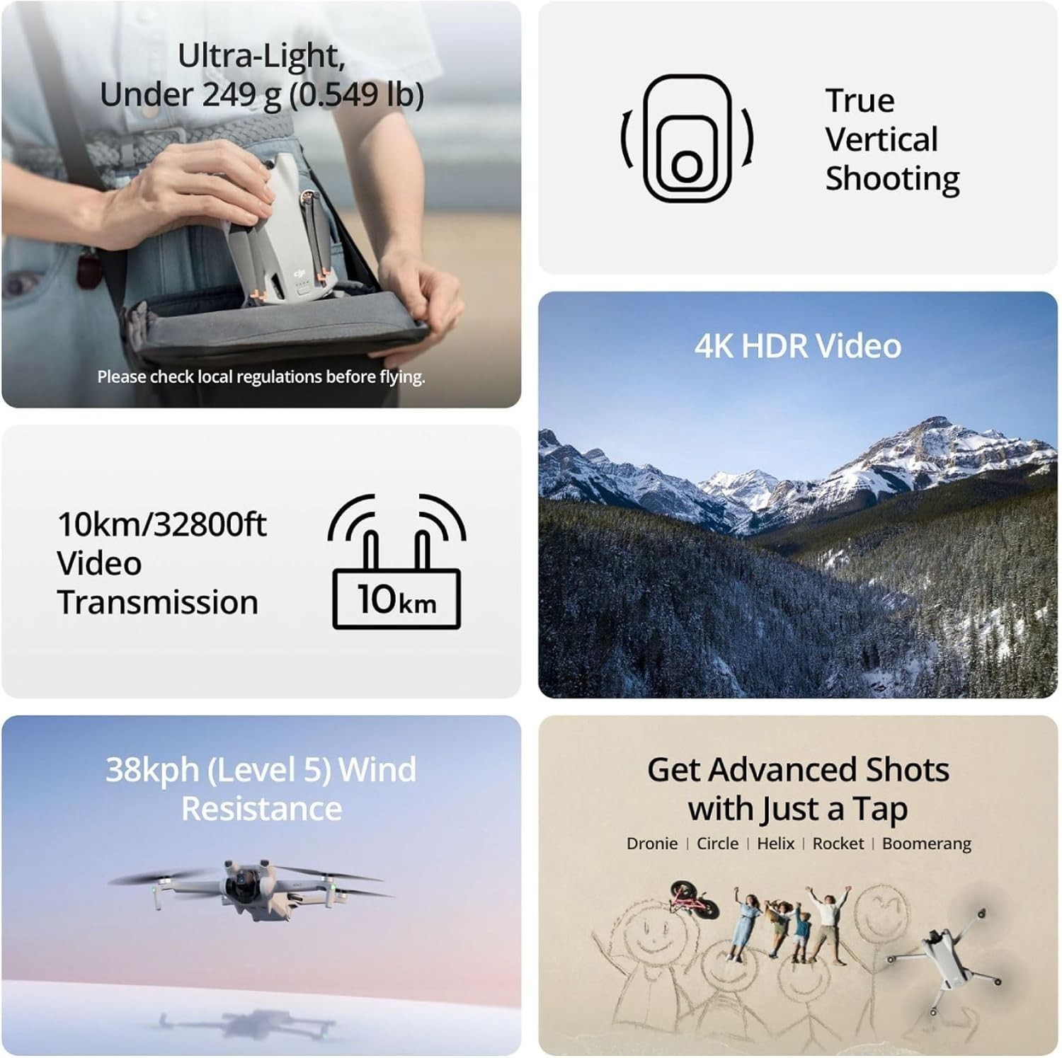 DJI Mini 3 (DJI RC),Lightweight 3xMechanical Gimbal Camera Drones 4K,GPS Return