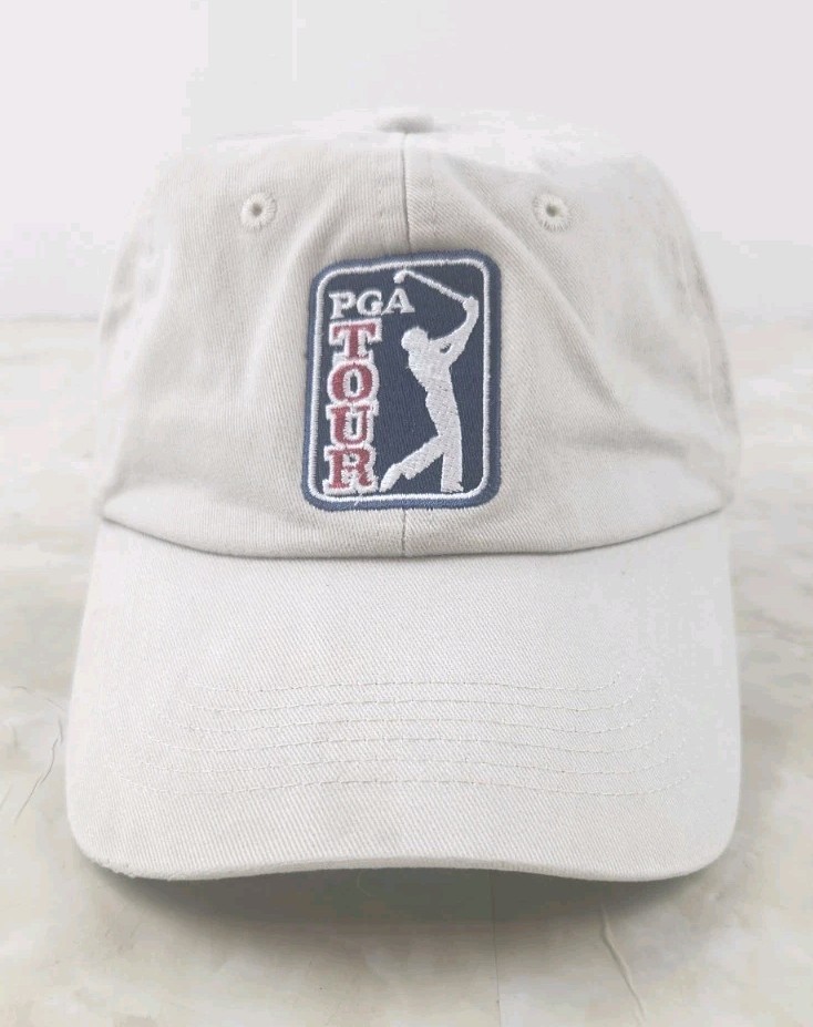PGA Tour Golf Strapback OSFA Khaki Hat Cap Gear for Sports