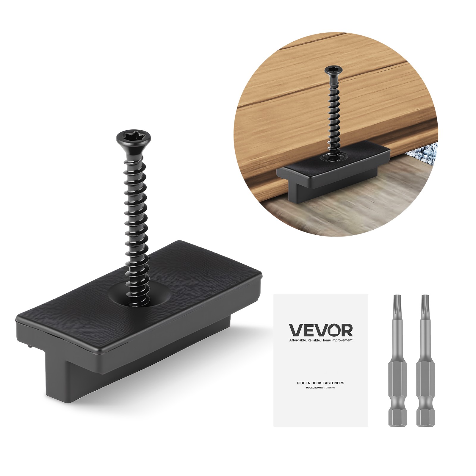 VEVOR 500PCS Hidden Deck Fasteners for Composite Decking Universal Clips Black