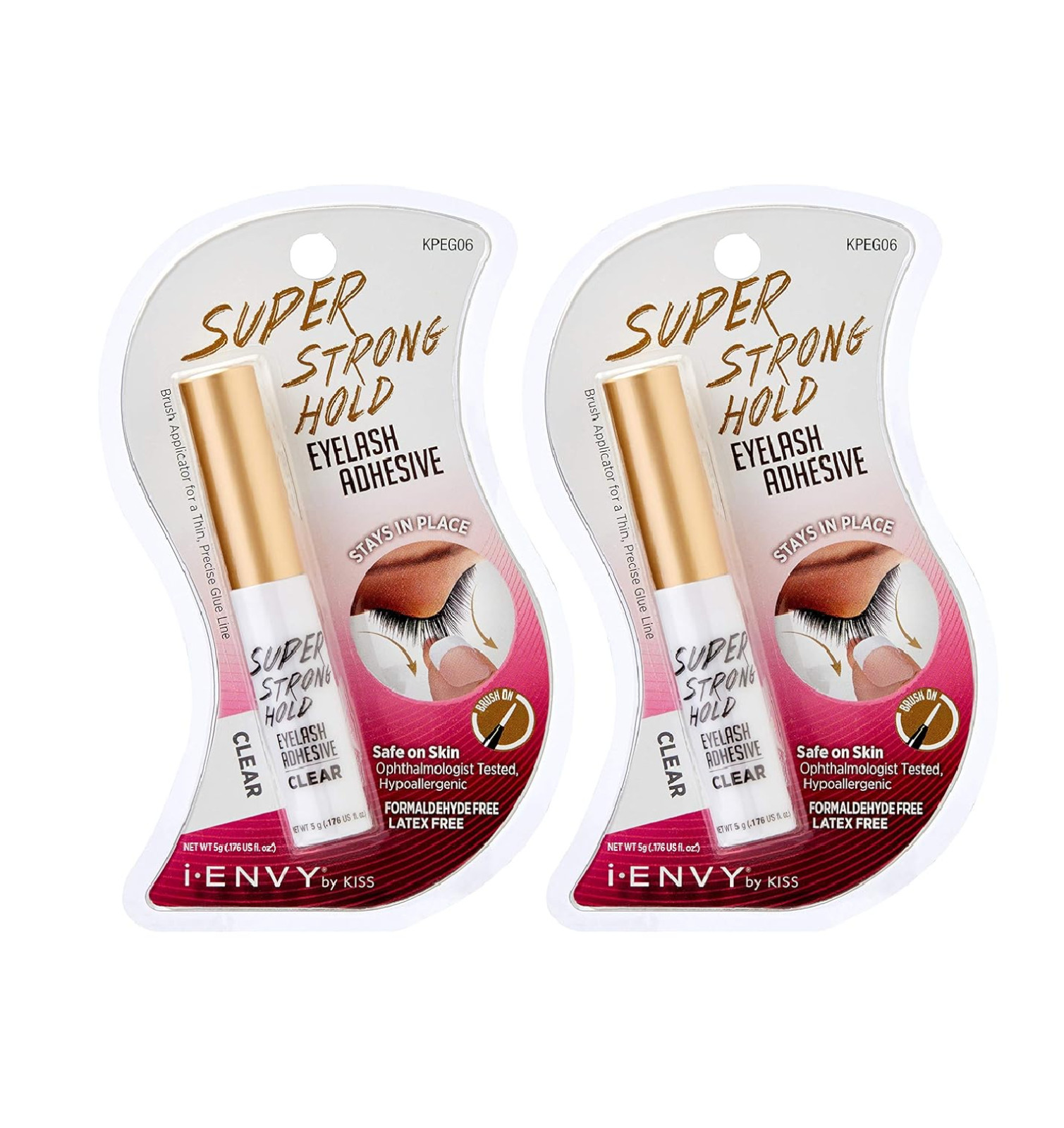 2PACK x I ENVY by KISS SUPER STRONG HOLD EYELASH ADHESIVE GLUE CLEAR KPEG06...