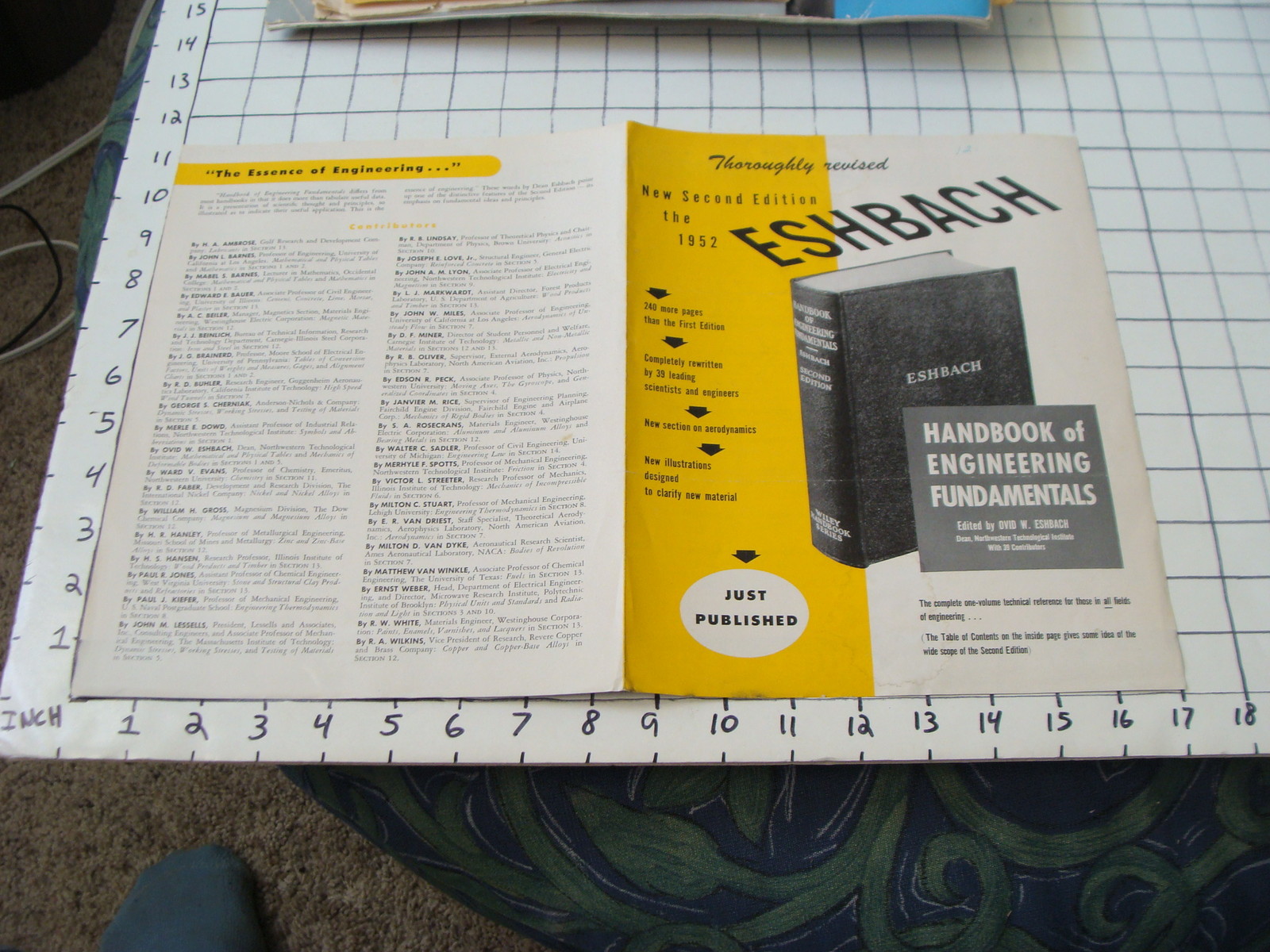 vintage Paper Ephemera: 1952 ESHBACH handbook of engineering fundaments ad sheet