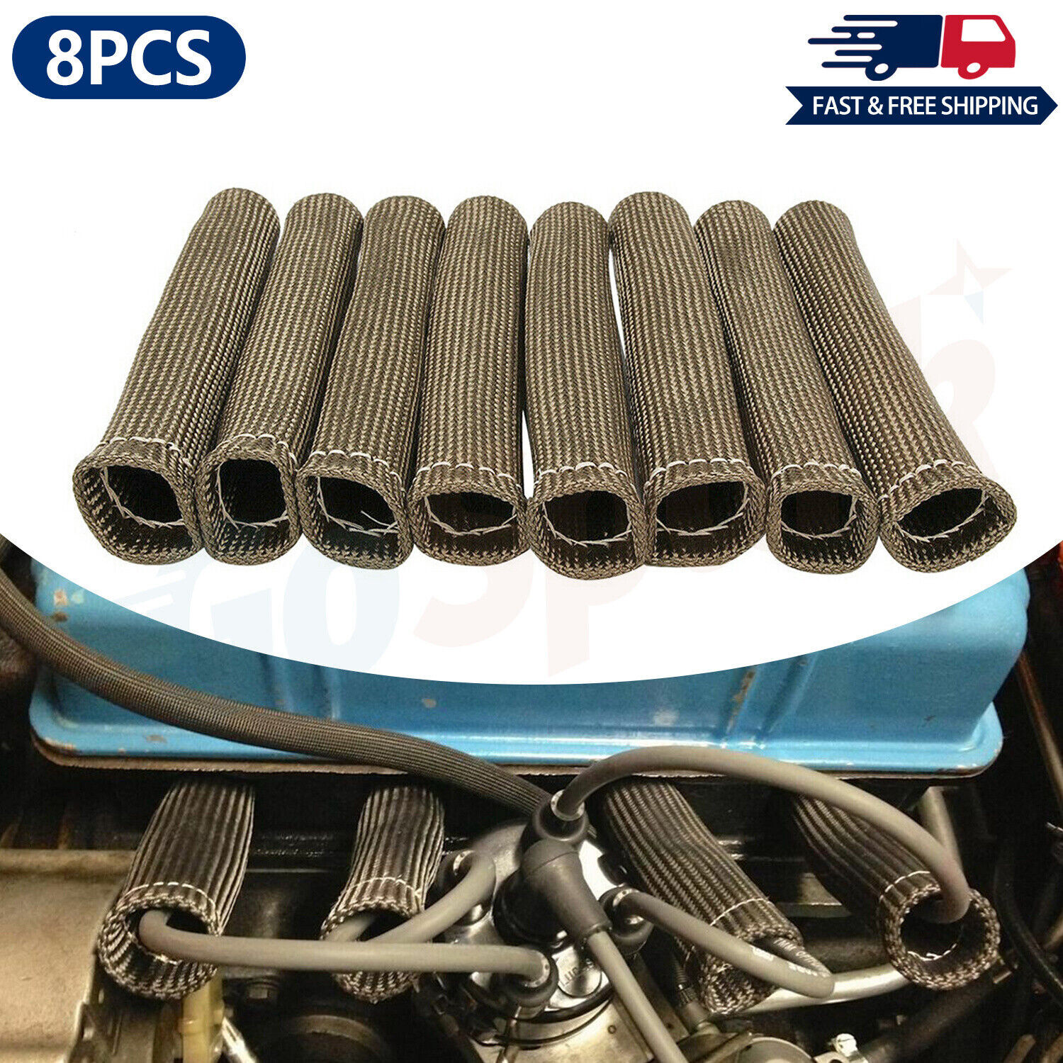 2500° High Heat Shield Engine LS Spark Plug Wire Boots Protector Sleeve Cover 8X