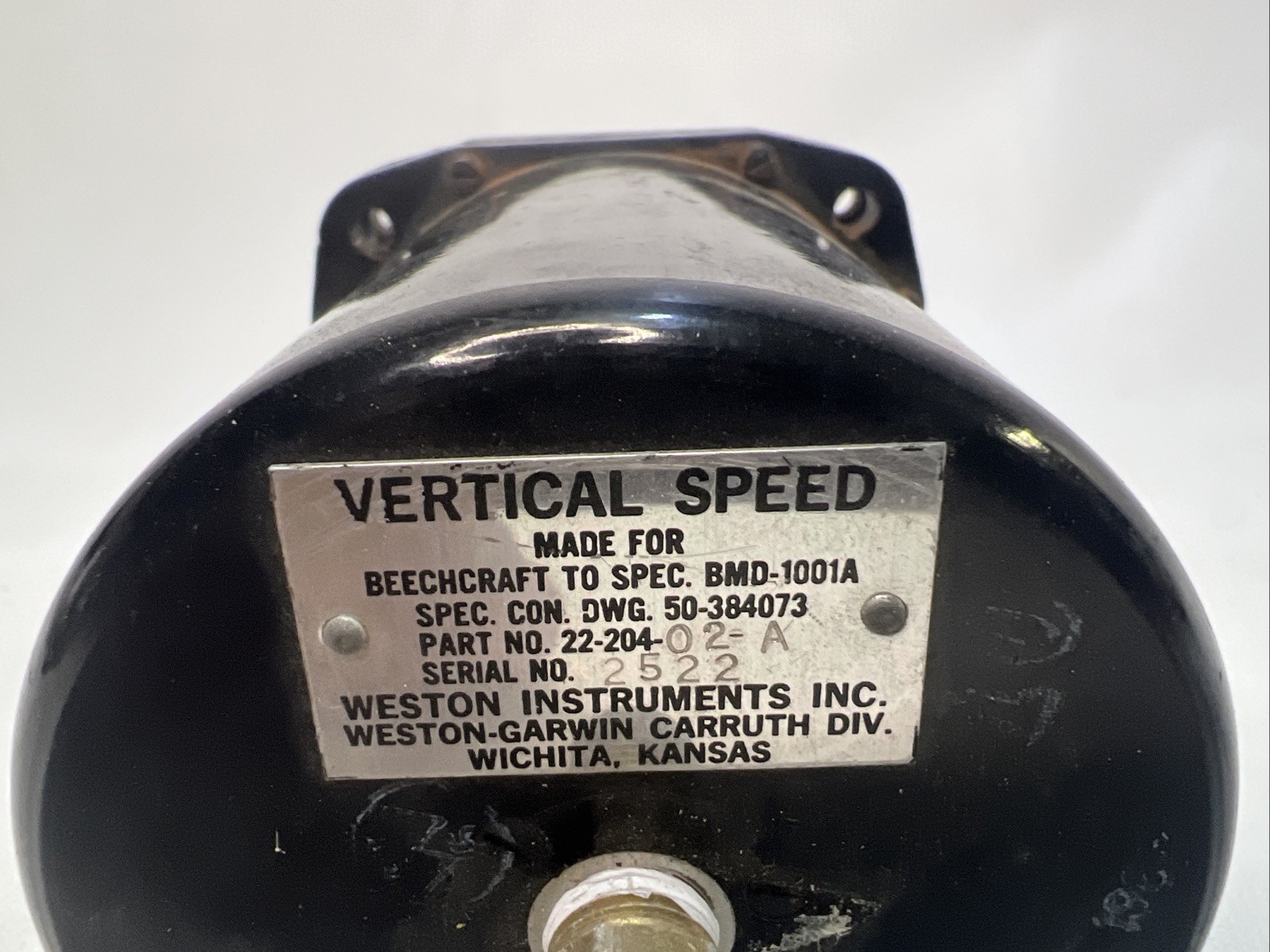 Beechcraft Vertical Speed Indicator Weston / Garmin No. 22-204-02-A