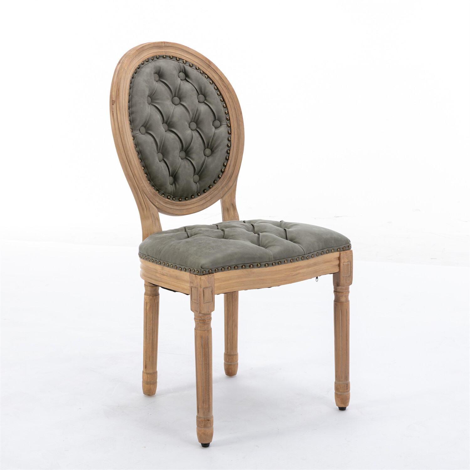 Set of 2 Wood Dining Chair PU Upholstered Kitchen Dining Chair with Wood Legs