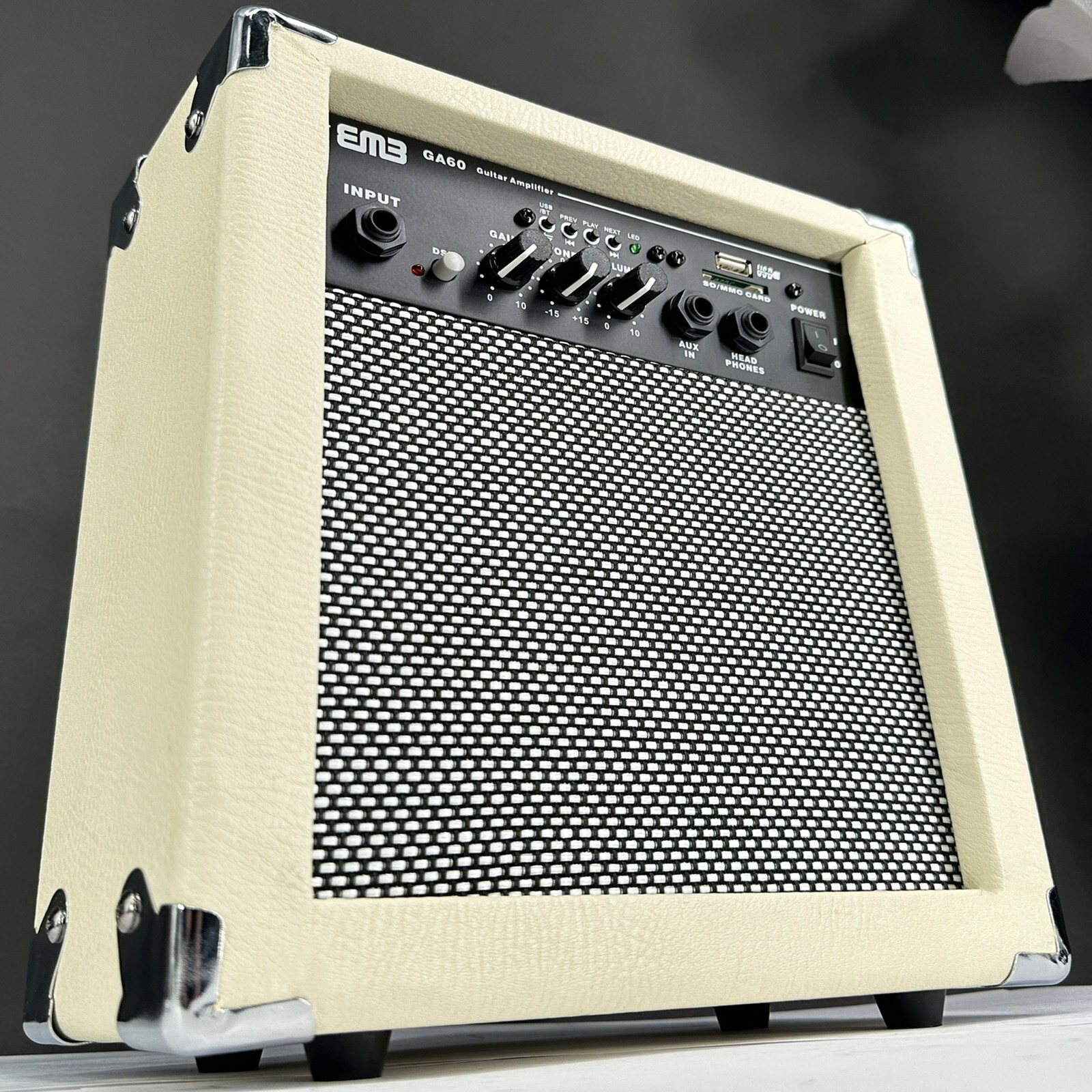 EMB 250W Guitar Amplifier Speaker Powerful Cabinet - SD USB AUX BLUETOOTH WH