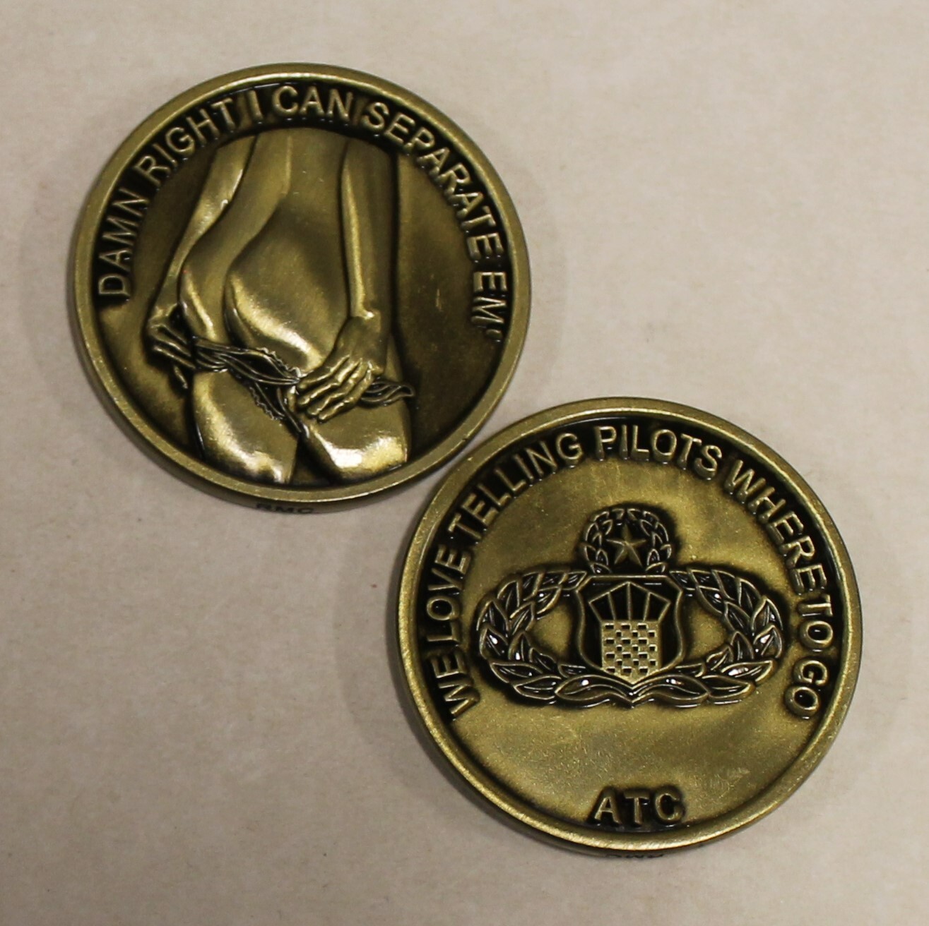 Air Traffic Control ATC D@MN RIGHT I CAN SEPARATE EM' Air Force Challenge Coin