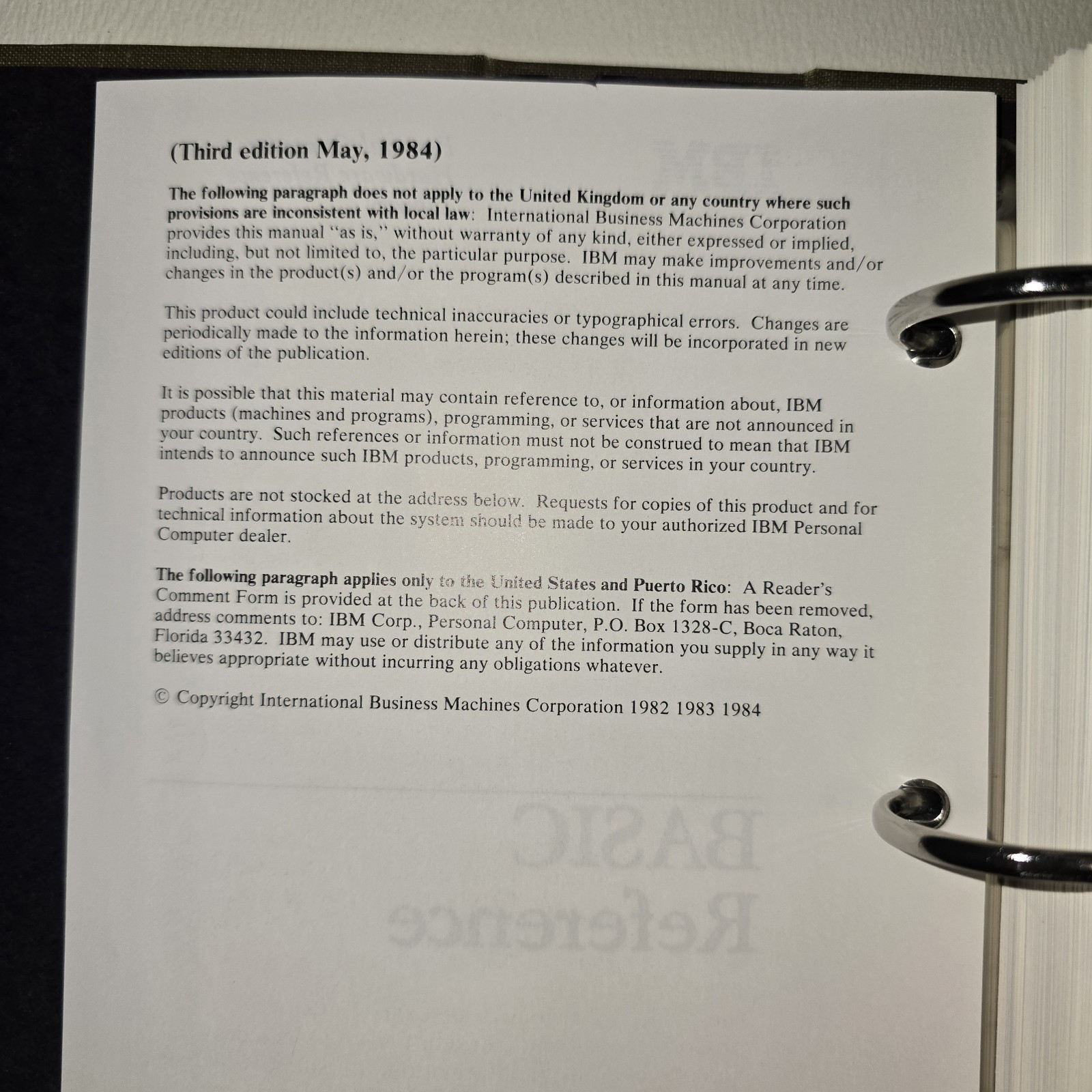 IBM Personal Computer Hardware Reference Library 3.0 Basic