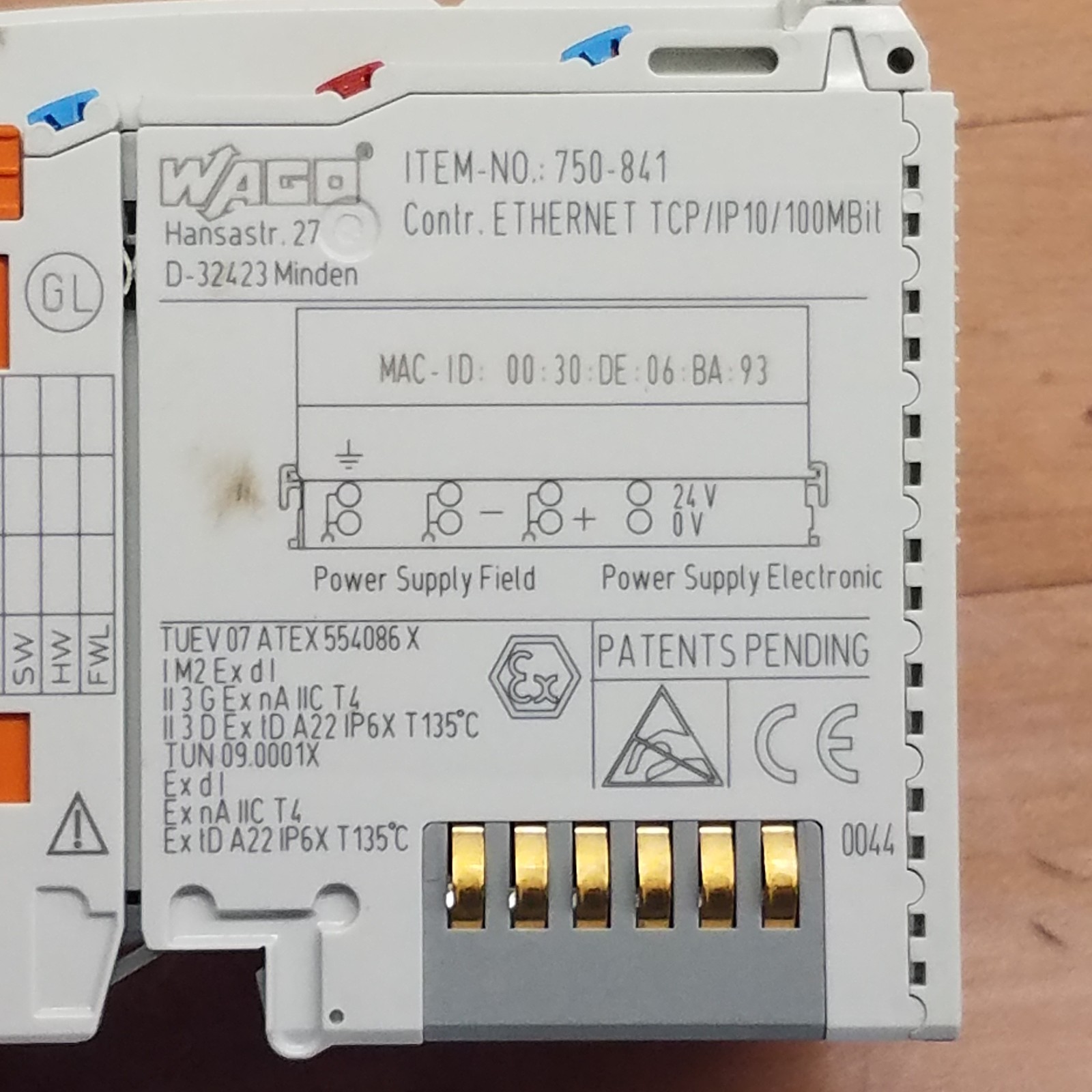 Wago 750-841 Ethernet Module, 24 VDC - USED