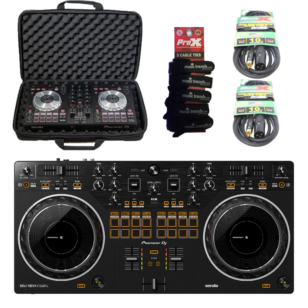 Pioneer DJ DDJ-REV1 w/ Pioneer branded carry bag + RCA to XLR-M Cables