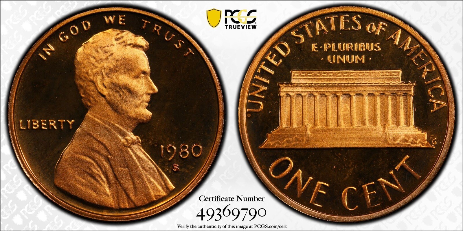 1980 S Memorial Lincoln Penny 1C PCGS PR 68 DCAM Proof Amazing Uncirculated