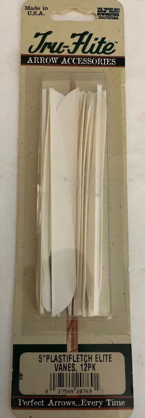 5” Plastifletch Elite Arrow Archery Vanes 12 Pk White RARE-SHIPS N 24 HRS