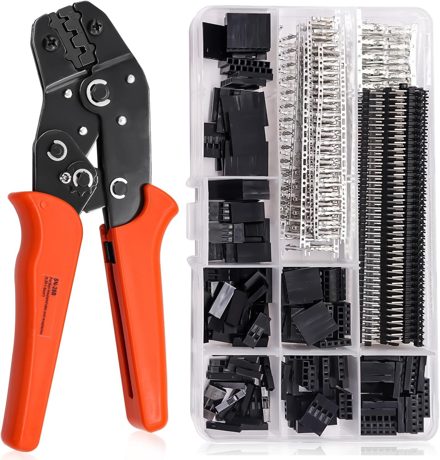 Dupont Crimping Tool Kit with 600PCS 2.54mm Dupont Connector Kit SN-28B Ratcheti