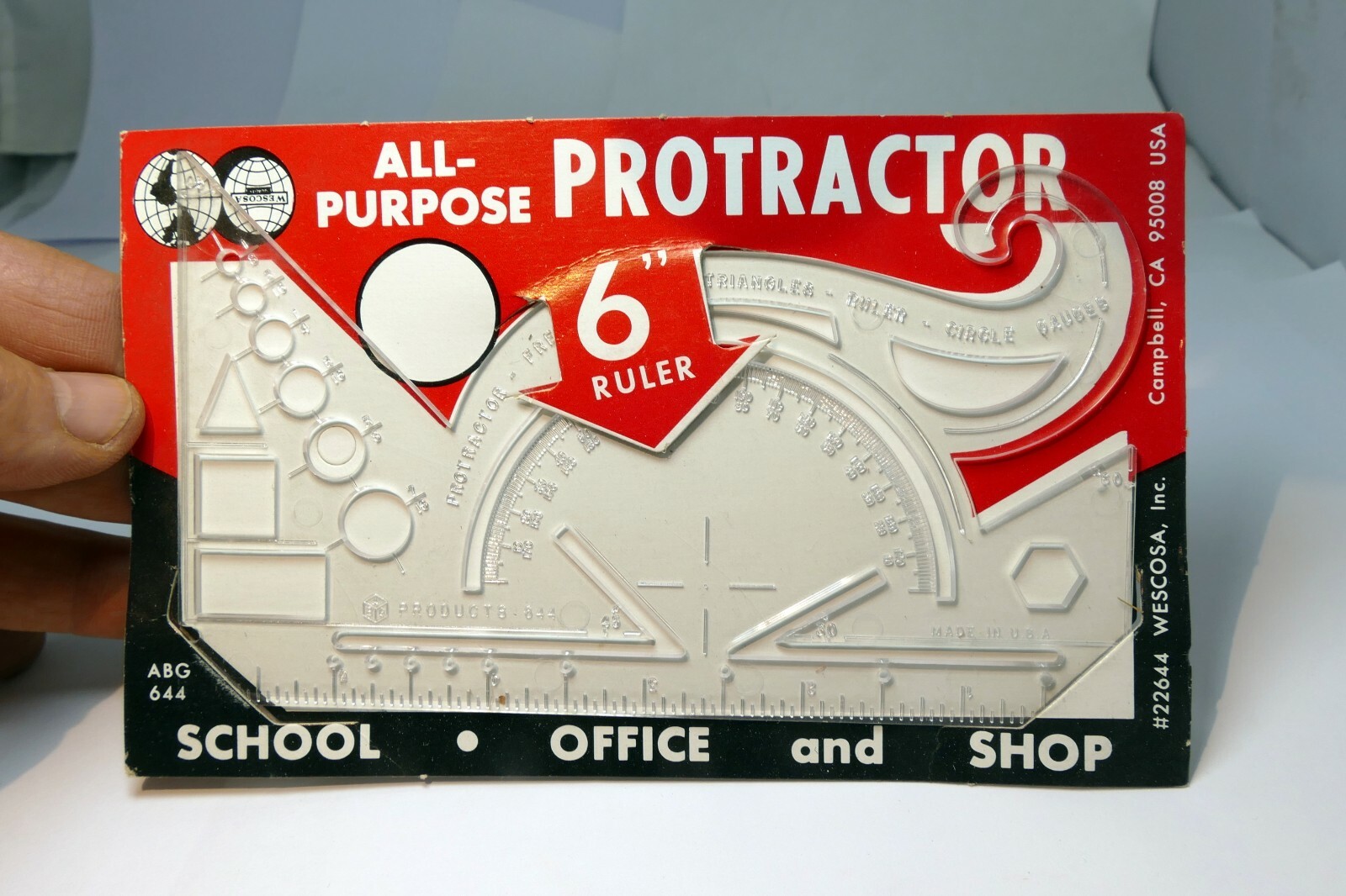 Clear Protractor Math School Teachers Students Office 6 Inch Ruler 6" geometry