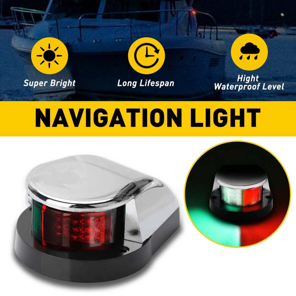 Boat Navigation Light Red & Green LED Marine Navigation Light Bow Light for Boat