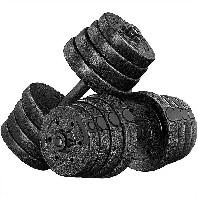 33 LB Weight Dumbbell Set Adjustable Cap Gym Home Barbell Plates Body Workout