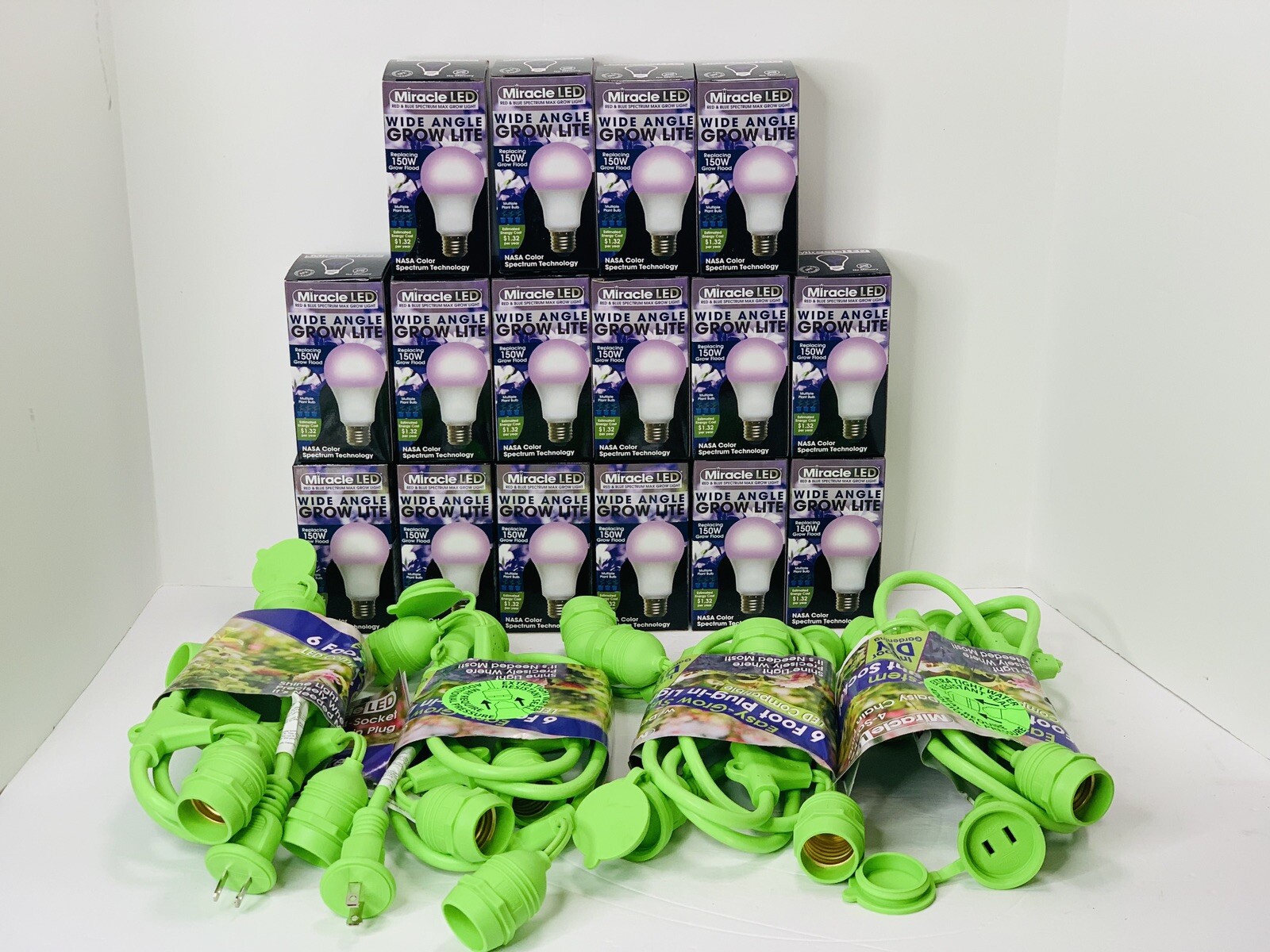 Miracle LED Greenhouse in a Box Grow Kit - 4 Socket 16 Red & Blue Spectrum Bulbs