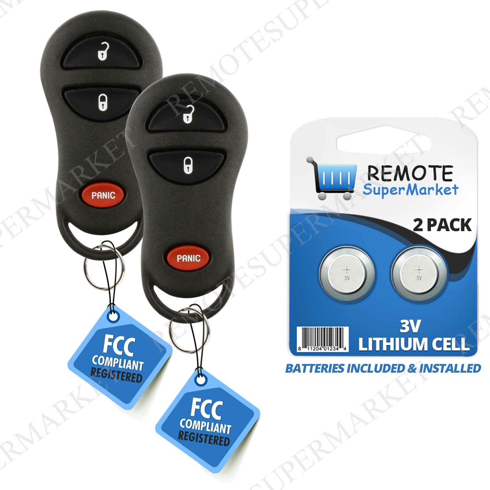 2 Replacement for Dodge 1999-2002 Ram 1500 2500 3500 Remote Car Key Fob Van