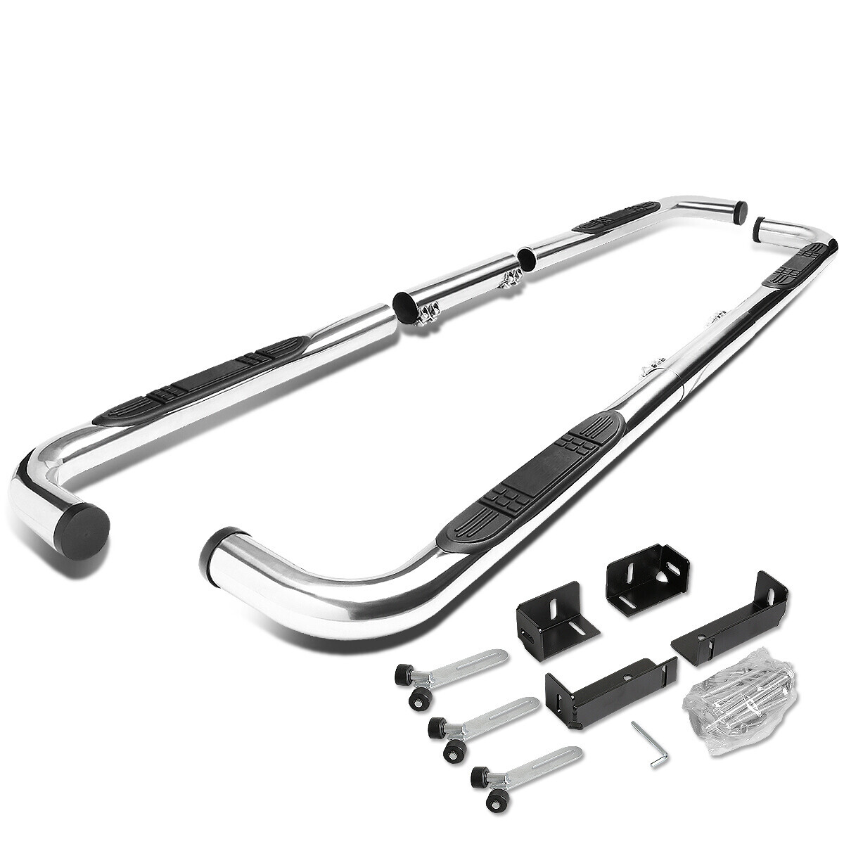 Fit 99-11 Silverado Sierra EXT/Crew Cab Chrome 3"OD Step Nerf Bar Running Board