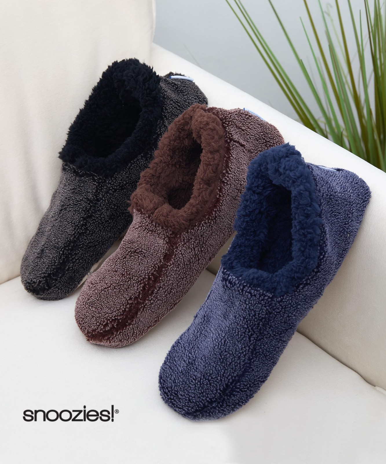 Mens Two Tone Fleece Lined Slippers - Comfortable Slippers for Men - Navy - M...