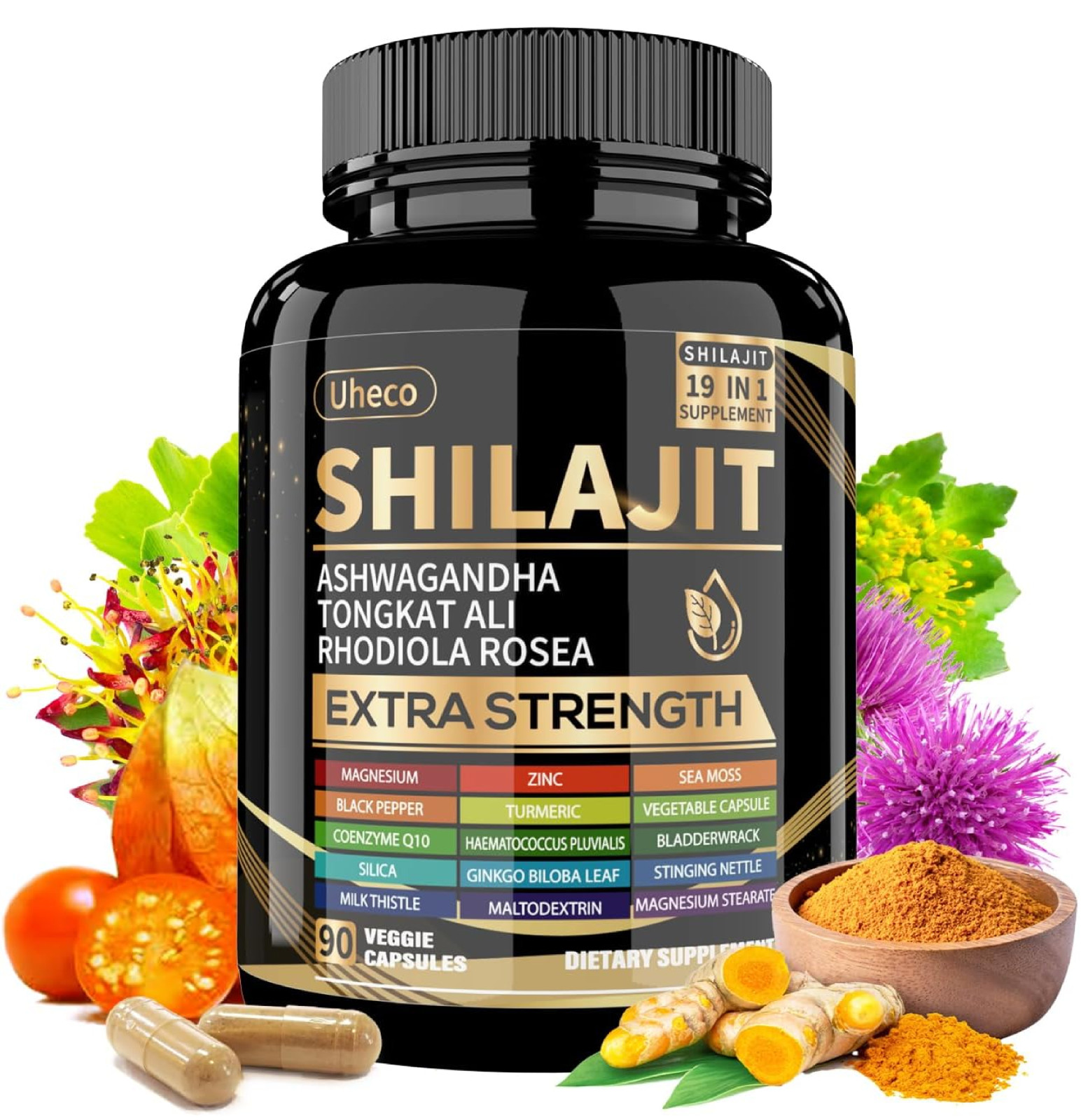 Shilajit Supplement with Sea Moss, Ashwagandha, Tongkat 1 Count (Pack of 90)