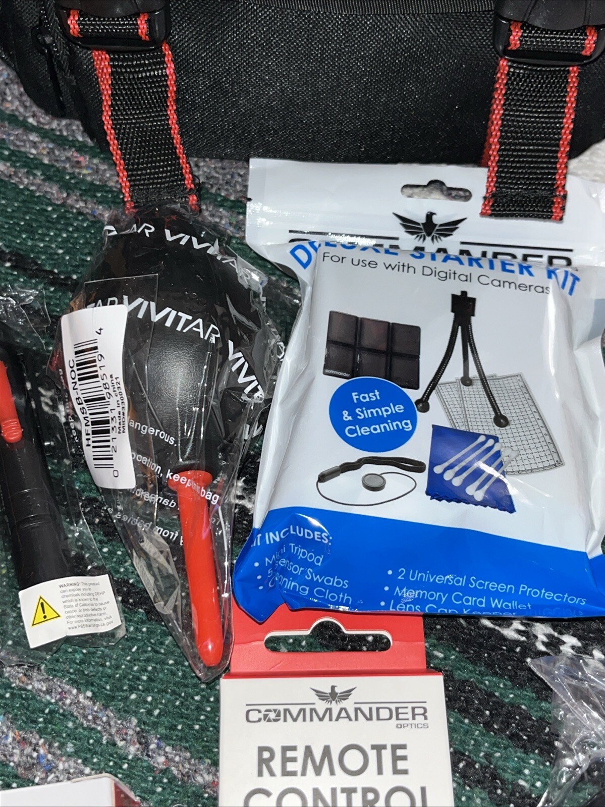 Elite Commander Optics Bag and Accessory Bundle 8 pieces, Remote, Filter