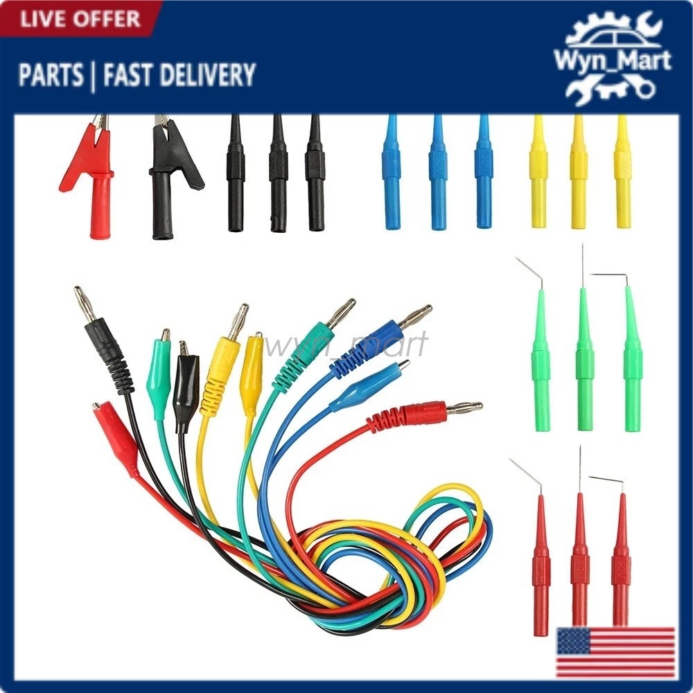 22Pcs Automotive Back Probe Kit Multimeter Test Leads Alligator Clips Wire Tool#
