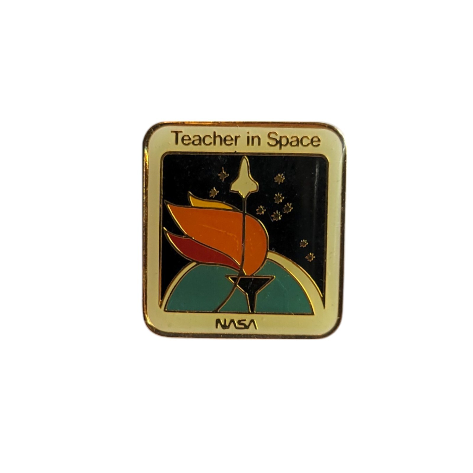 NASA Teacher In Space Pin, Vintage Shuttle Era Space Program Collectible Lapel