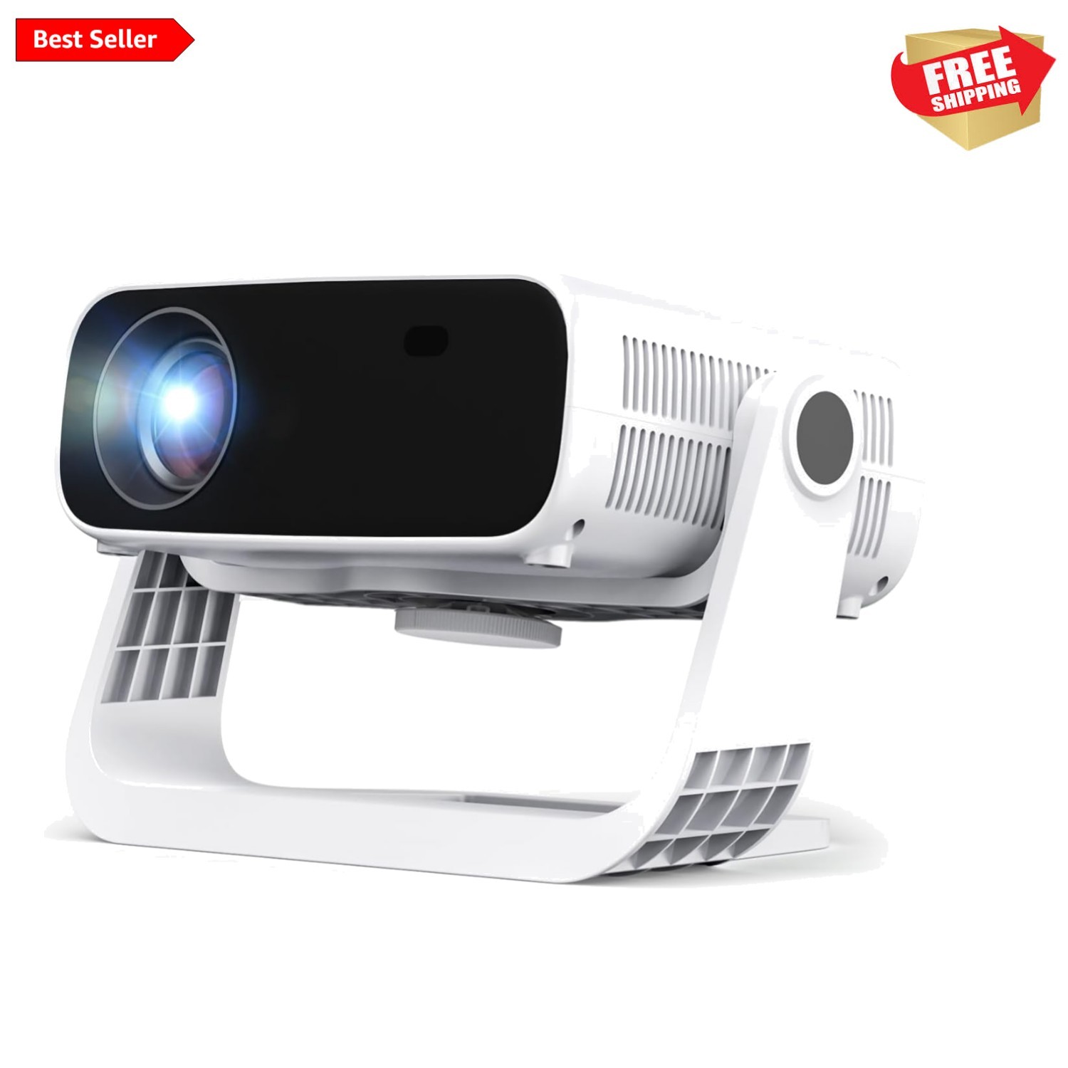 Portable Mini Projector - 18000 Lumens, 120° Rotatable Stand for Home Theater