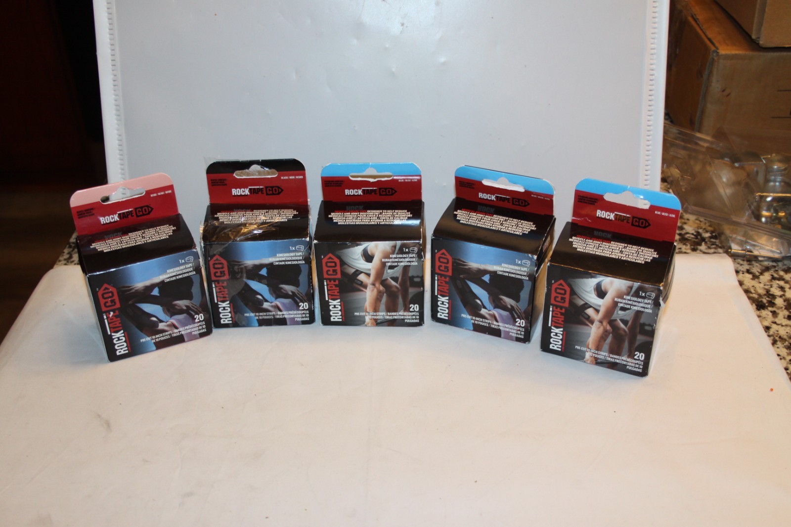 RockTape Go 20 Pre-Cut 10-Inch Strips Kinesiology  Gentle Adhesive Lot of 5