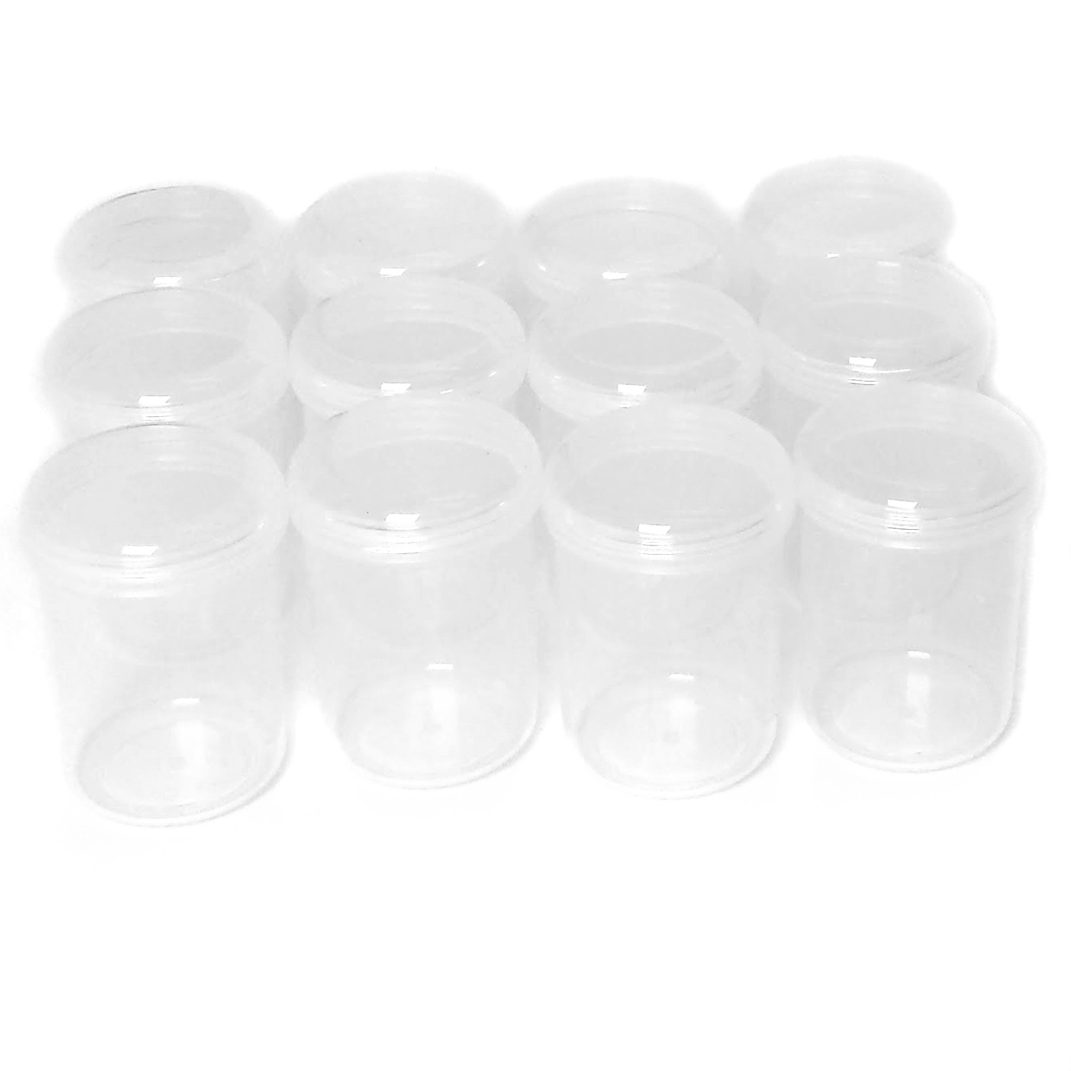 12 Plastic Containers Clear Screw Lids Crafts Beads Storage Non Breakable