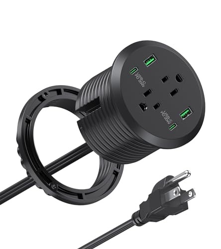 Desktop Power Grommet 3-inch Hole,40W Total Fast Charging 40W USB Port Black