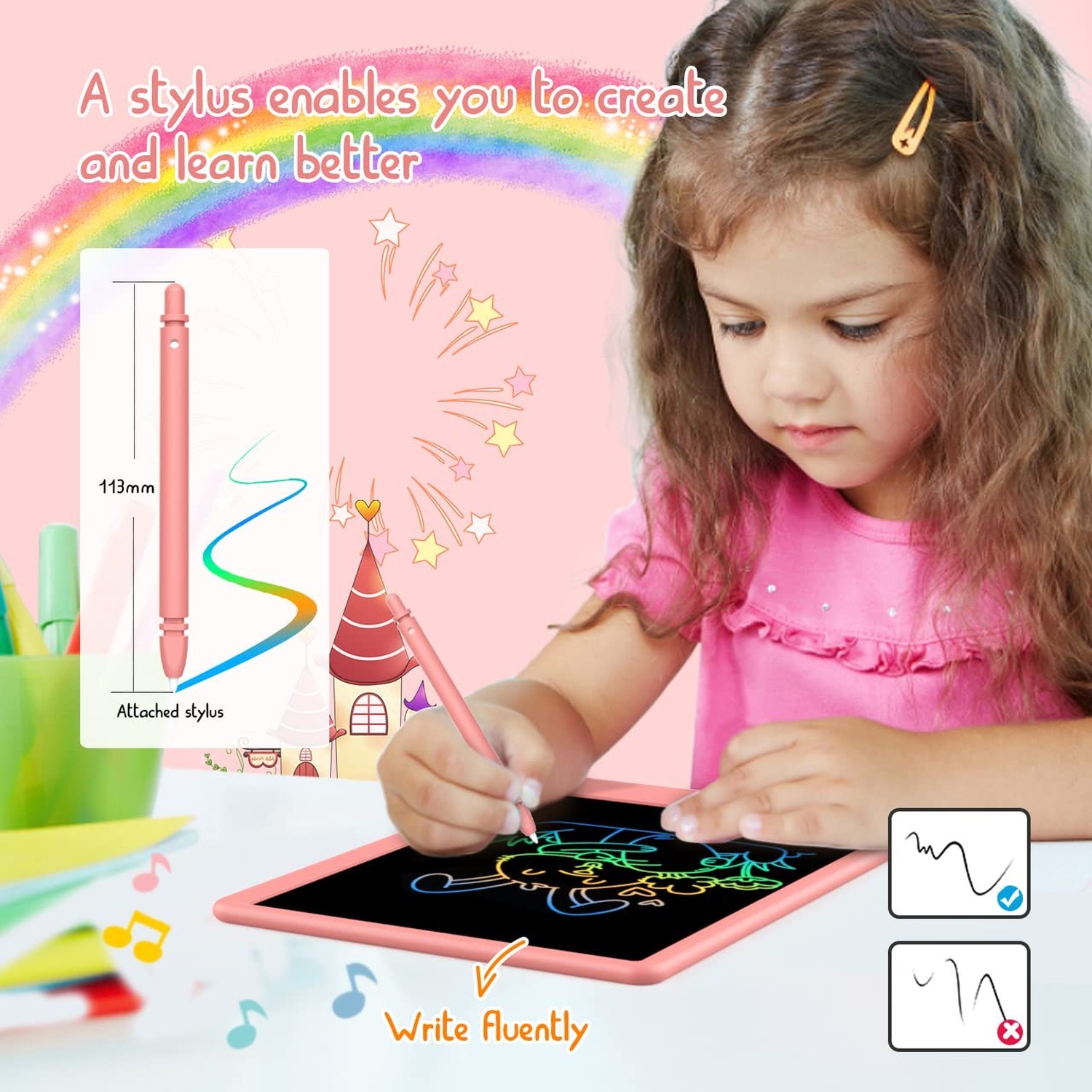 LCD Writing Tablet Doodle Board, Colorful Drawing Pad, Electronic Drawing Tab...