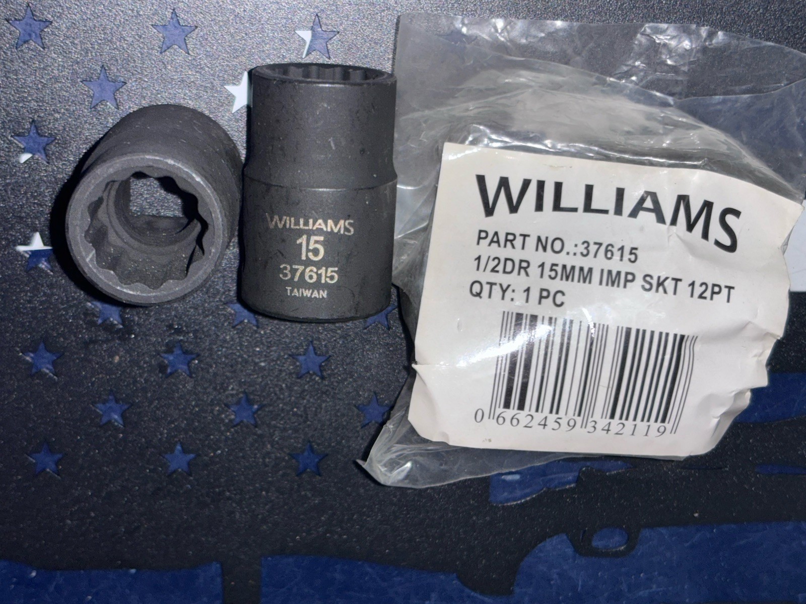 (3) Williams 15mm Standard Impact Socket 1/2 Drive 12PT 37615 THREE SOCKETS