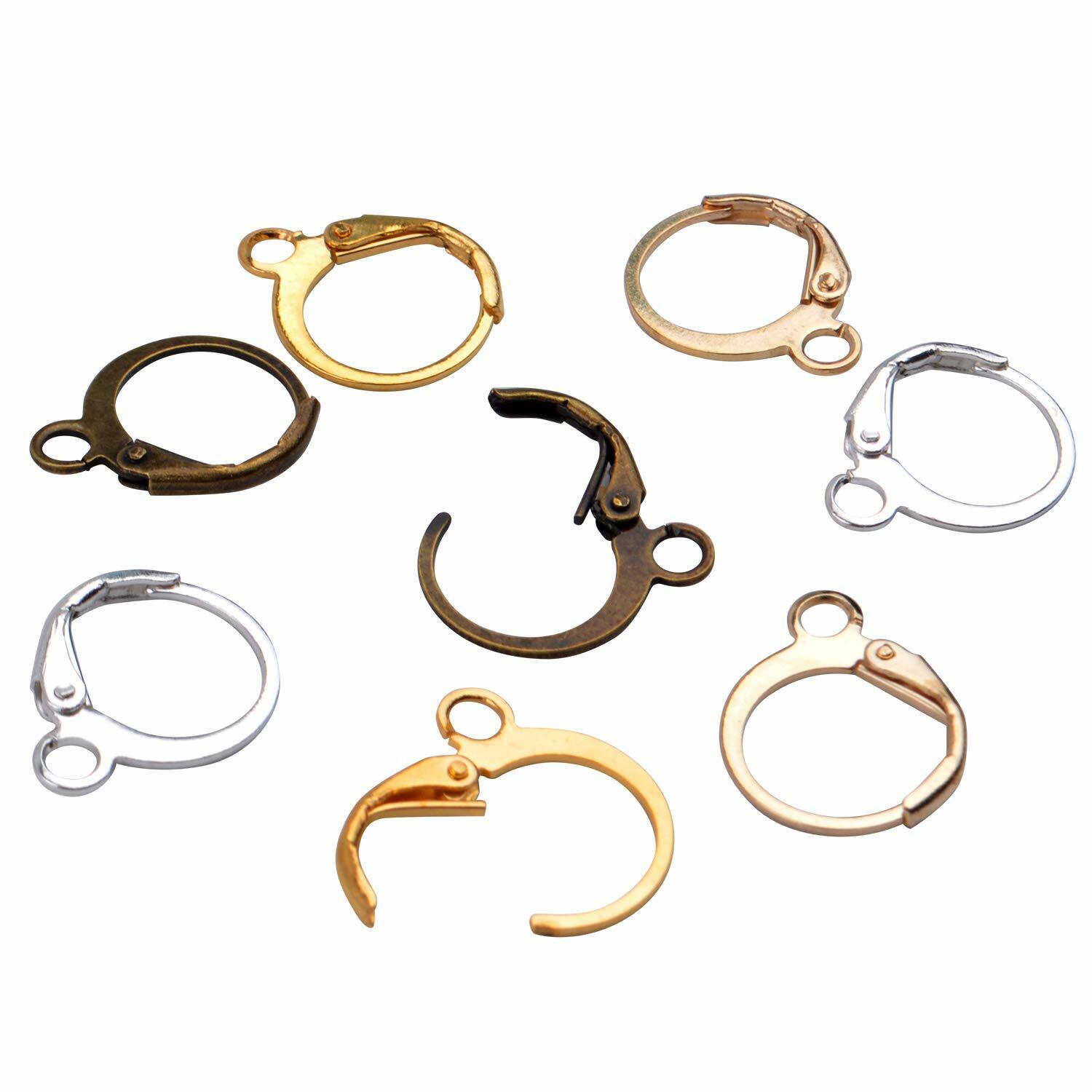 120 Round Leverback Ear Wires Silver Brass Rose Gold Earring Findings Lever Bulk