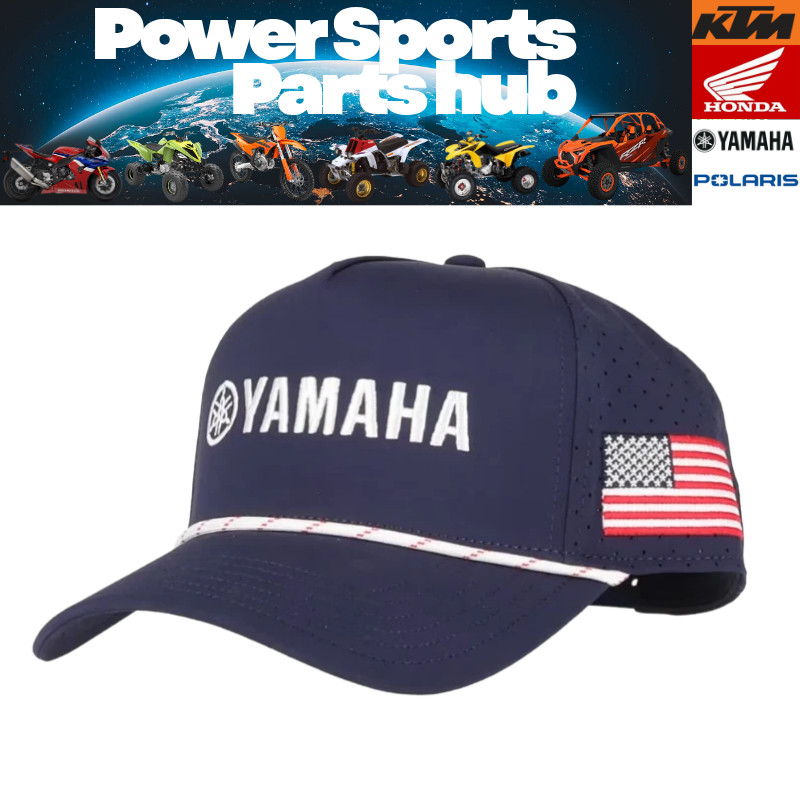 NEW YAMAHA PATRIOTIC ROPE CURVED BILL HAT - ADULT NAVY/WHITE/RED CRP-25HUS-NV-NS