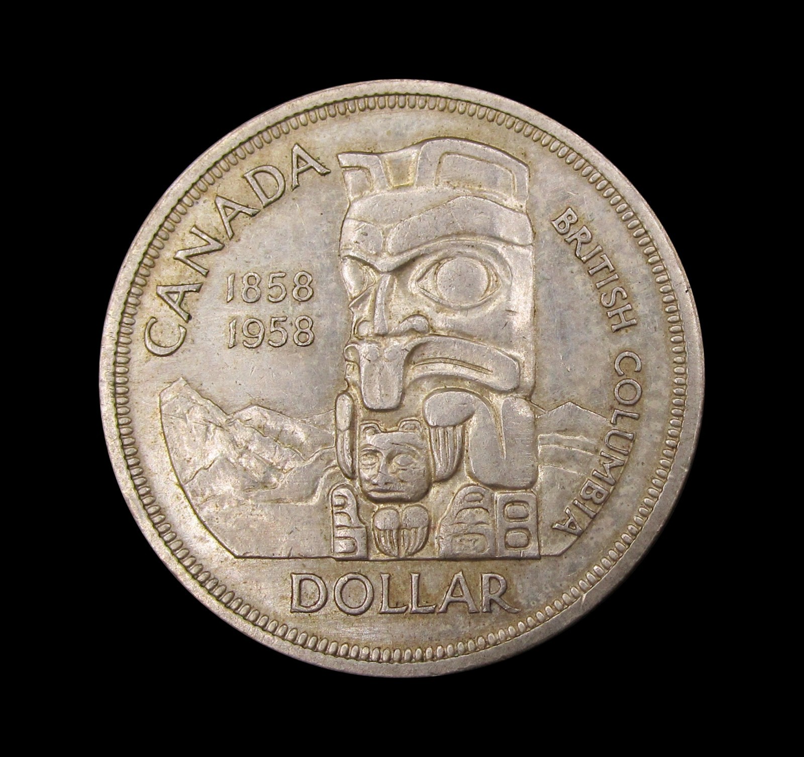 CANADA ELIZABETH II 1958 SILVER DOLLAR - BRITISH COLUMBIA