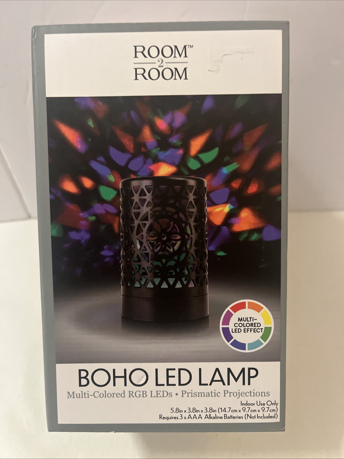 New Room 2 Room Boho LED multi-color Prismatic Projection Lamp 5.8” X 3.8”