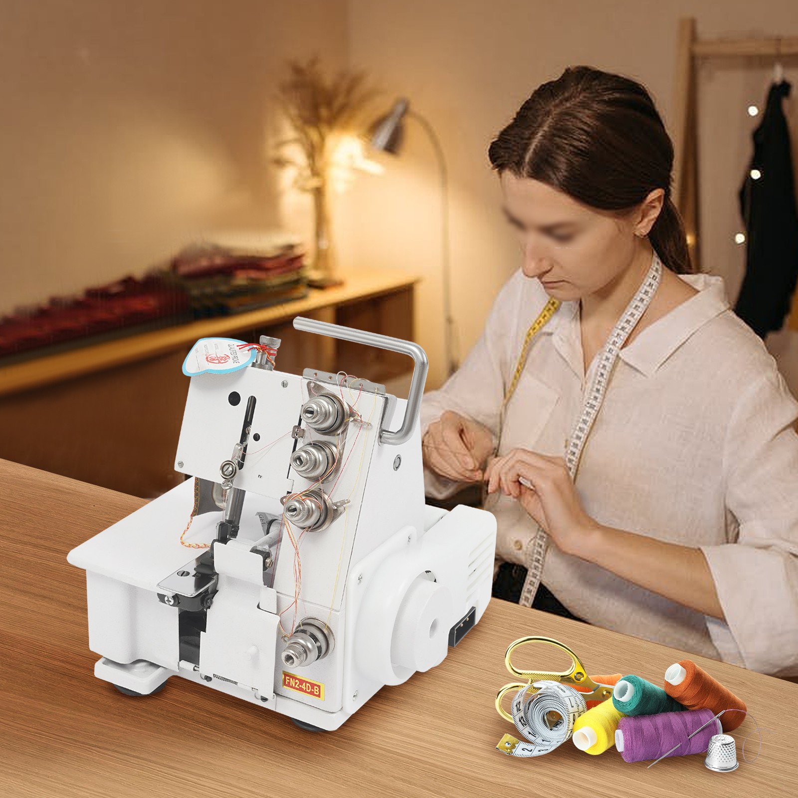 Professional 4 Thread Serger Overlock Sewing Machine 4-Line w/ Foot Controller