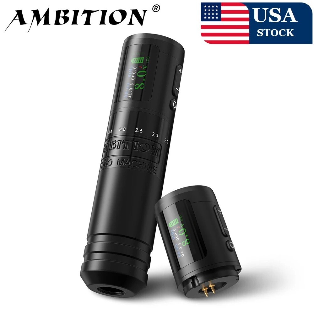 Ambition C1 Adjustable 7 Strokes 2.0-4.2mm Wireless Tattoo Machine Coreless USA