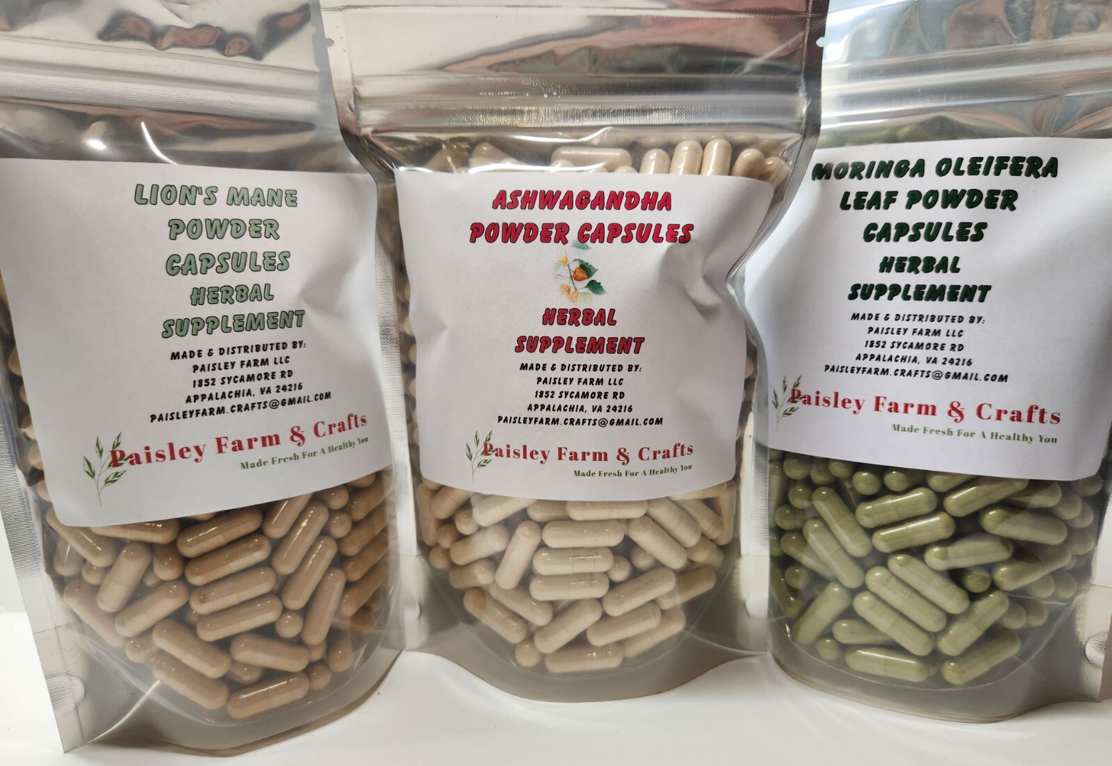 Triple Value Pk - Ashwagandha, Moringa Leaf and Lions Mane Capsules - 300 Each