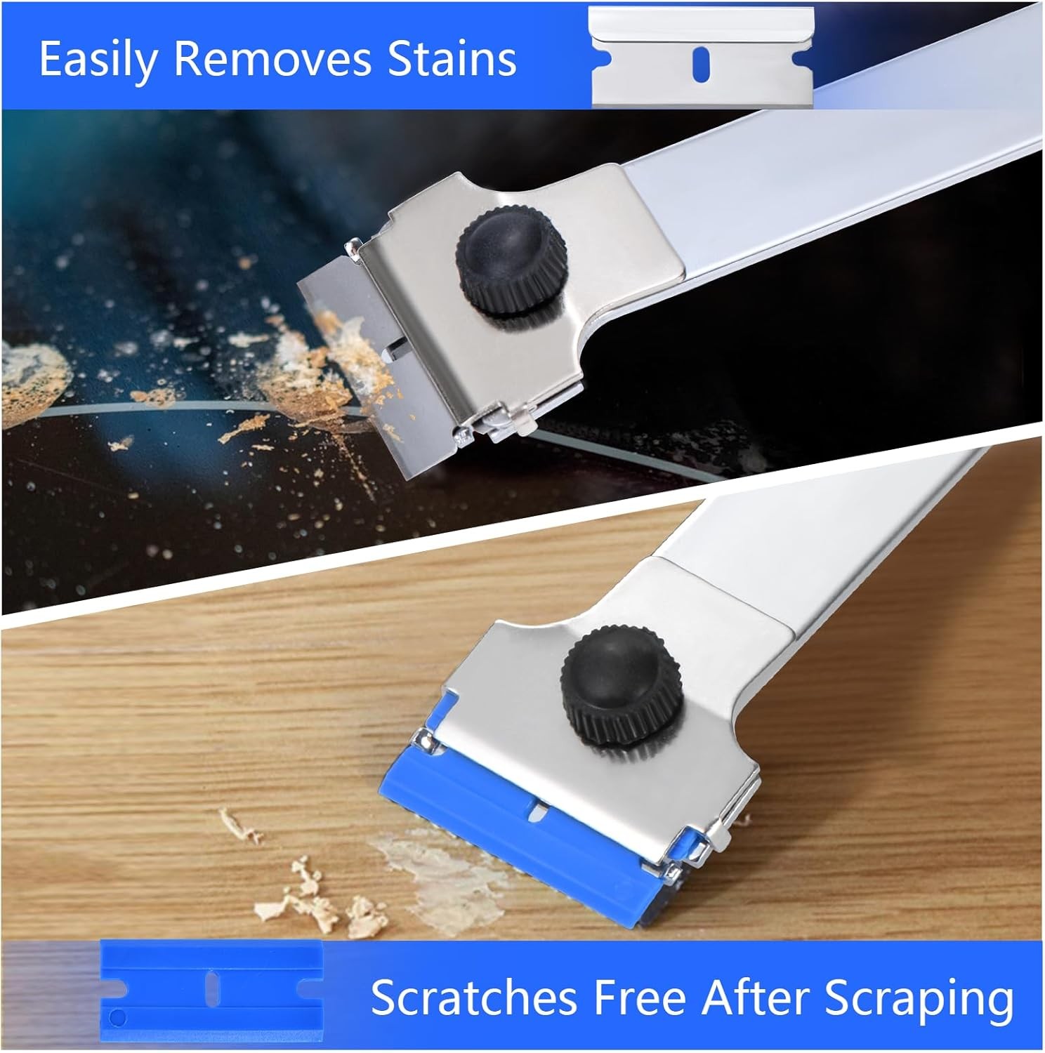 Razor Blade Scraper Tool with 20 Extra Replacement Blades (Metal & Plastic), Lon