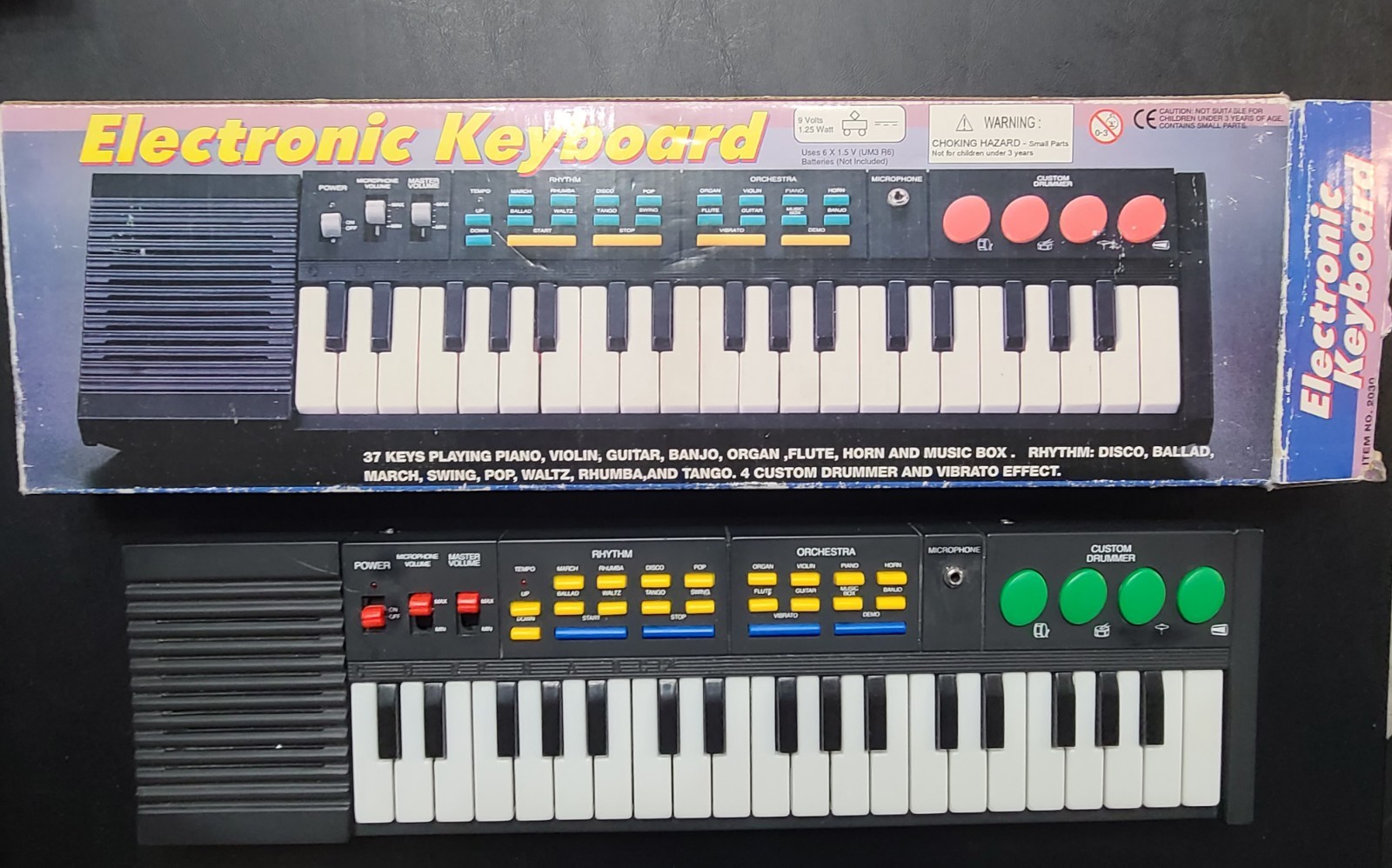 Square Wave Electronic Keyboard Synthesizer Model 2030 37 Keys Tested w/ Box