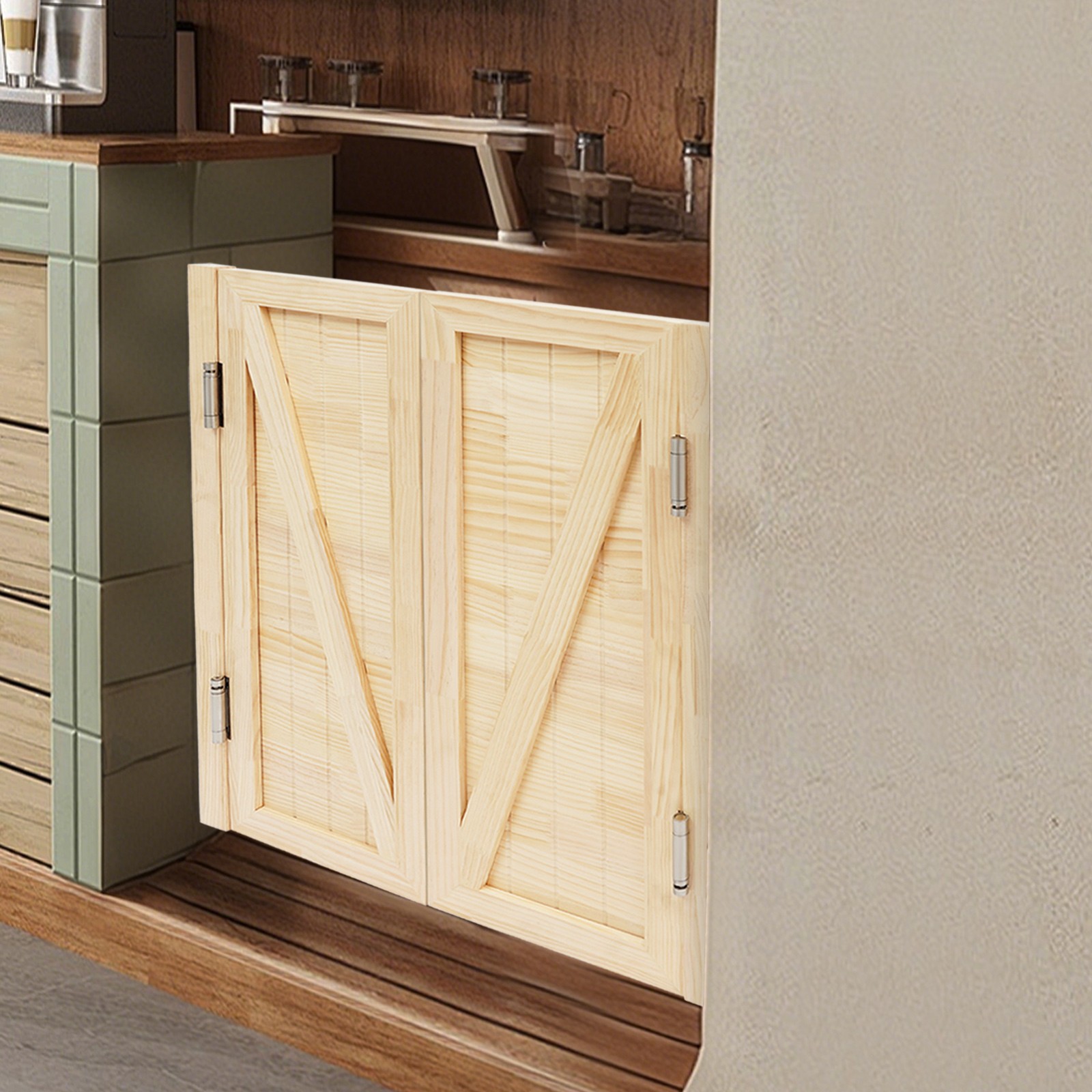 Entrance Partition Doors Solid Wood Double-Door Leaf Partition Door 80x90cm