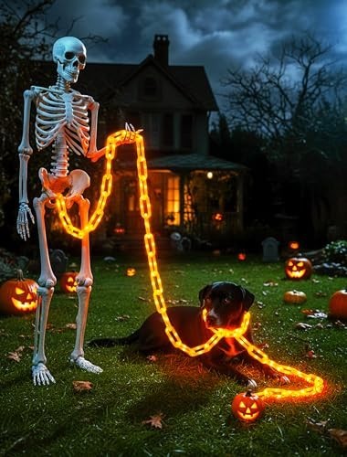 10.5FT 175LED Orange Halloween String Lights - Battery/USB, 8 Modes, Timer, Outd