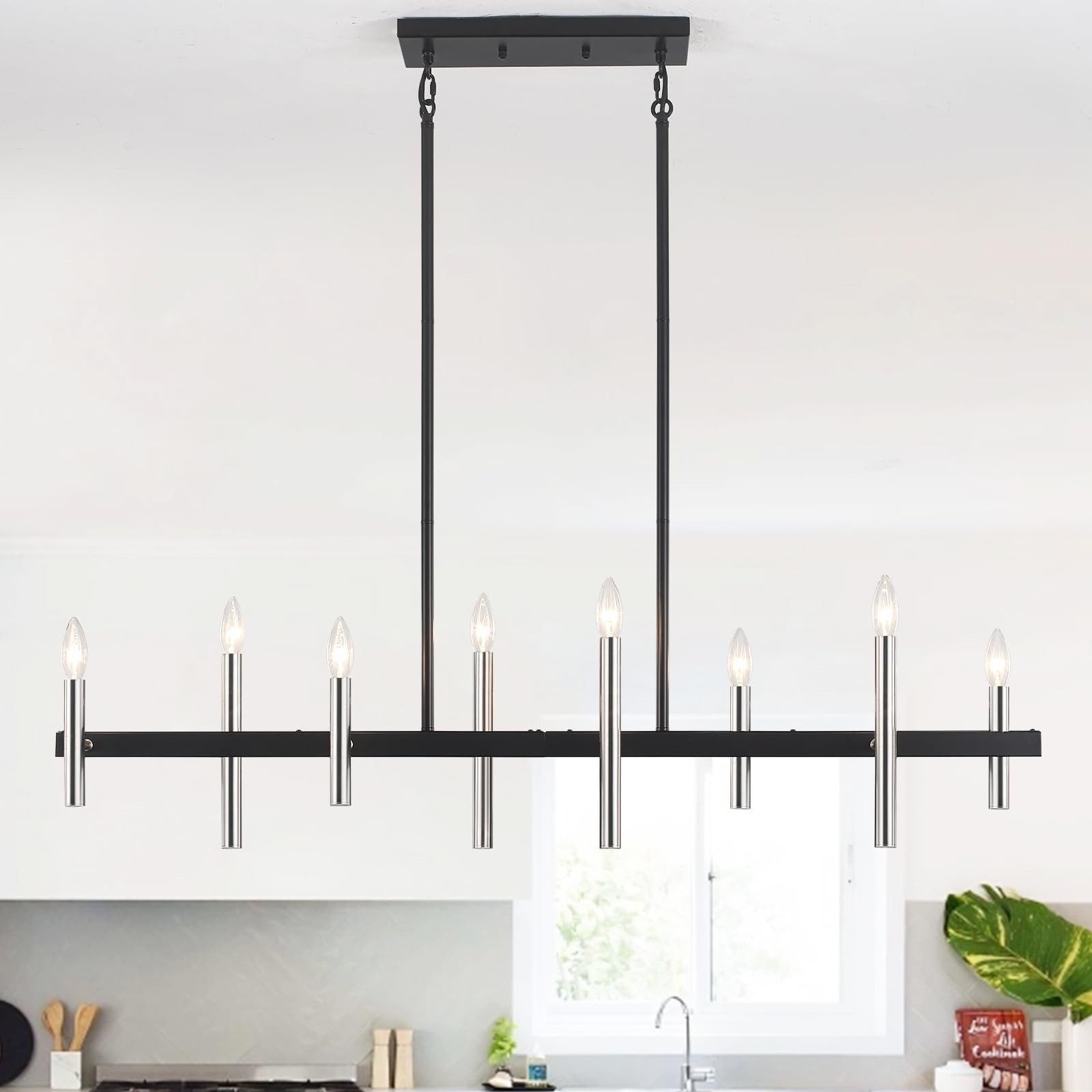 Modern Farmhouse Chandelier Rectanglar Chandeliers for Dining Room Light Fixt...