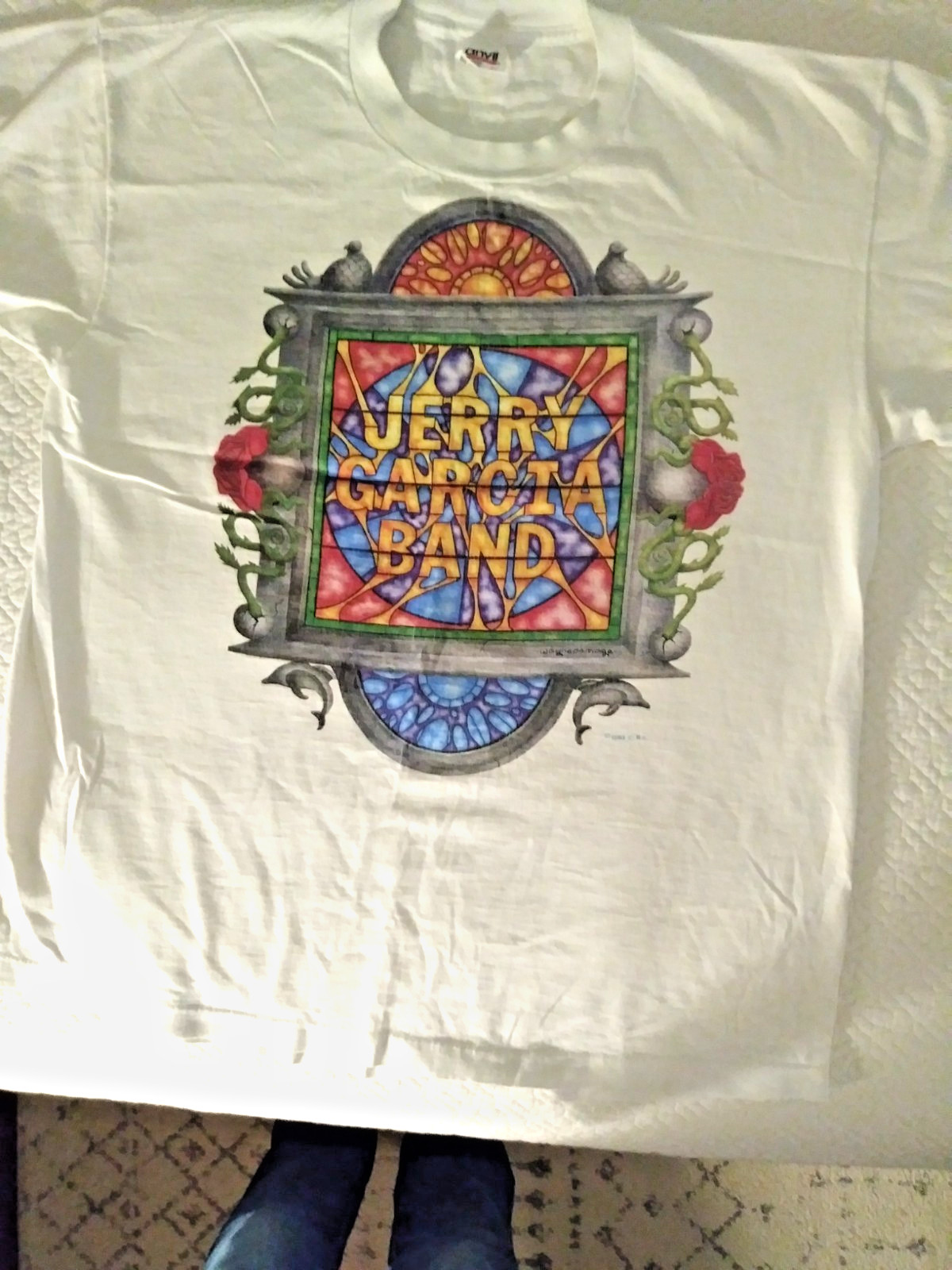 JERRY GARCIA BAND RARE VINTAGE 1993 STAINED GLASS WHITE TEE SHIRT XL