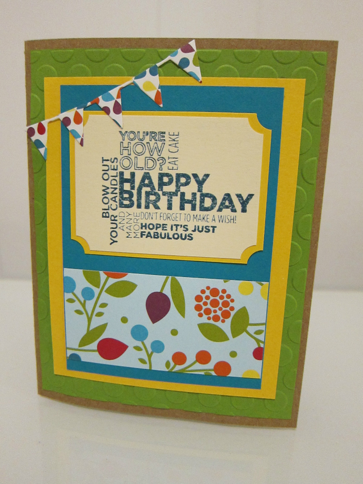 Handmade Stampin Up HAPPY BIRTHDAY Card with party banner