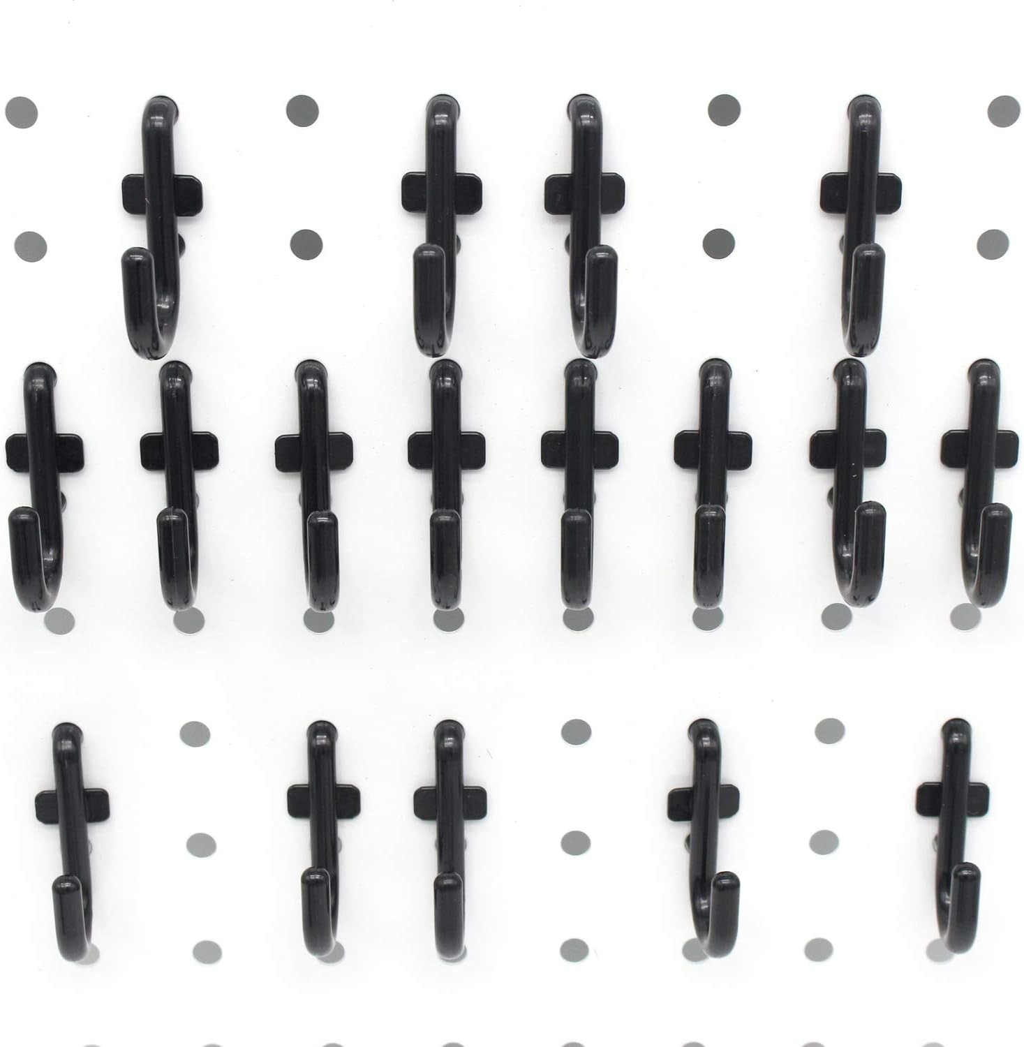 100 Count Black Peg Hooks - Adjustable Metal J Hooks for Organizing & Safety